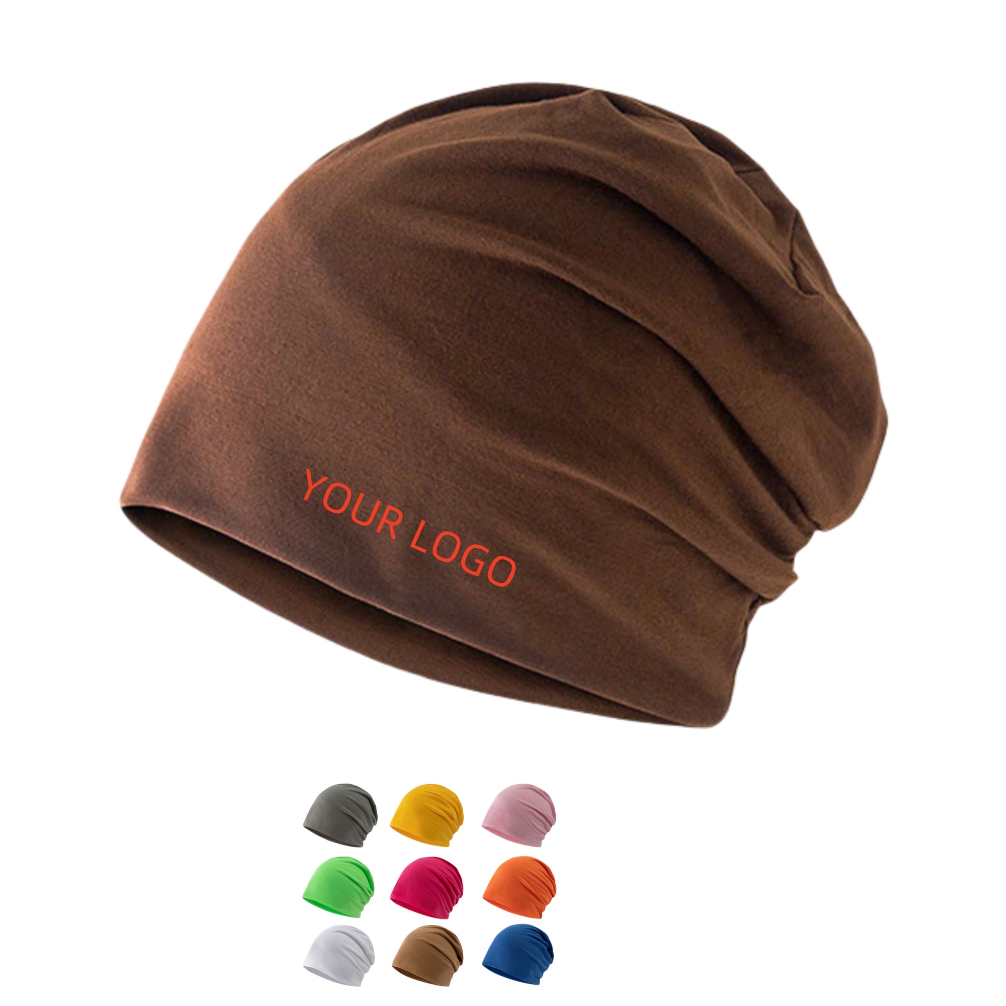 Pure Color Polyester Knit Slouch Beanies