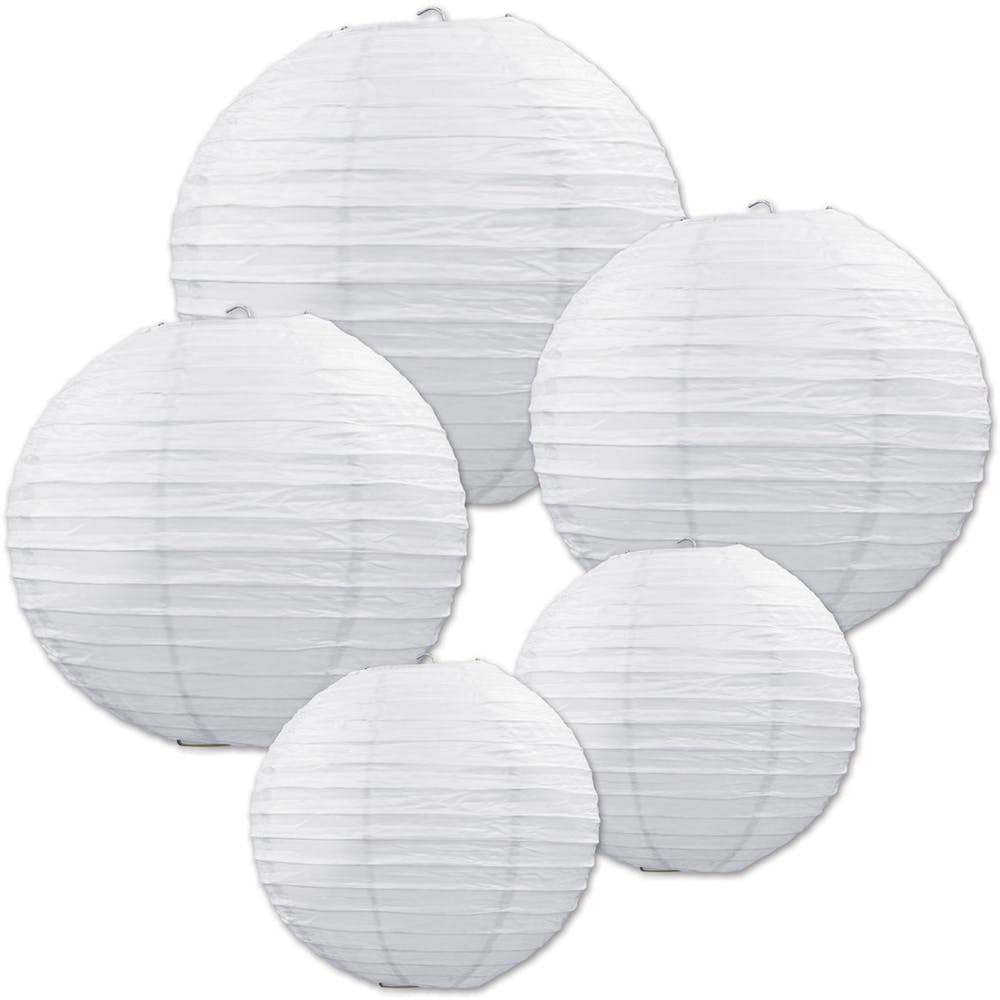Paper Lantern Spheres - White Assorted Size 3