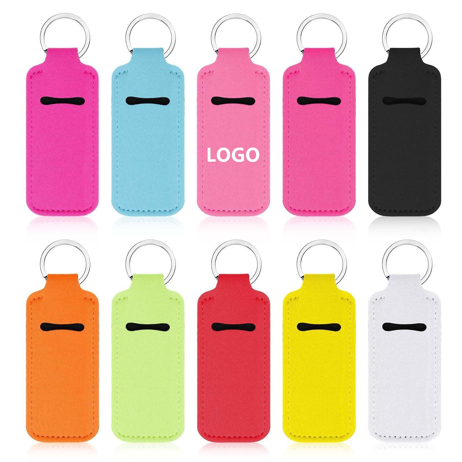 Custom Logo Neoprene Lip Balm Holder Keychain