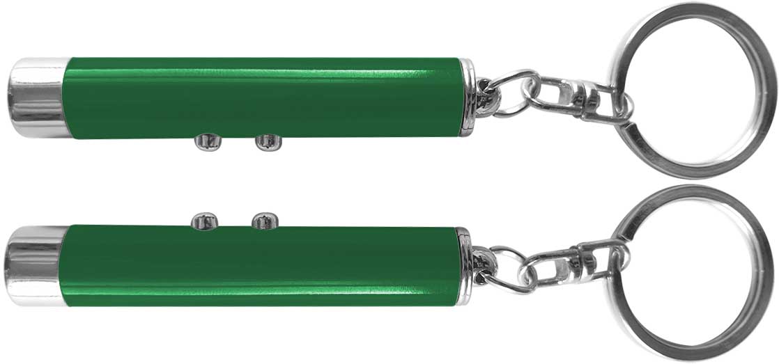 Dual function laser pointer and super bright LED flashlight with keychain. 36