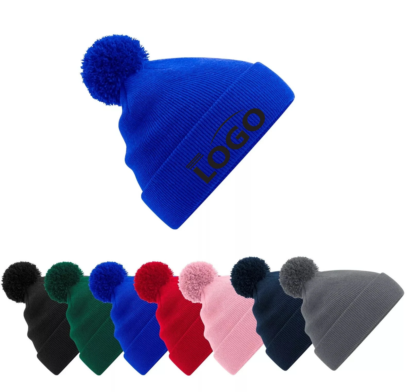 New Street Style Solid Color Knit Beanie With Pom 2