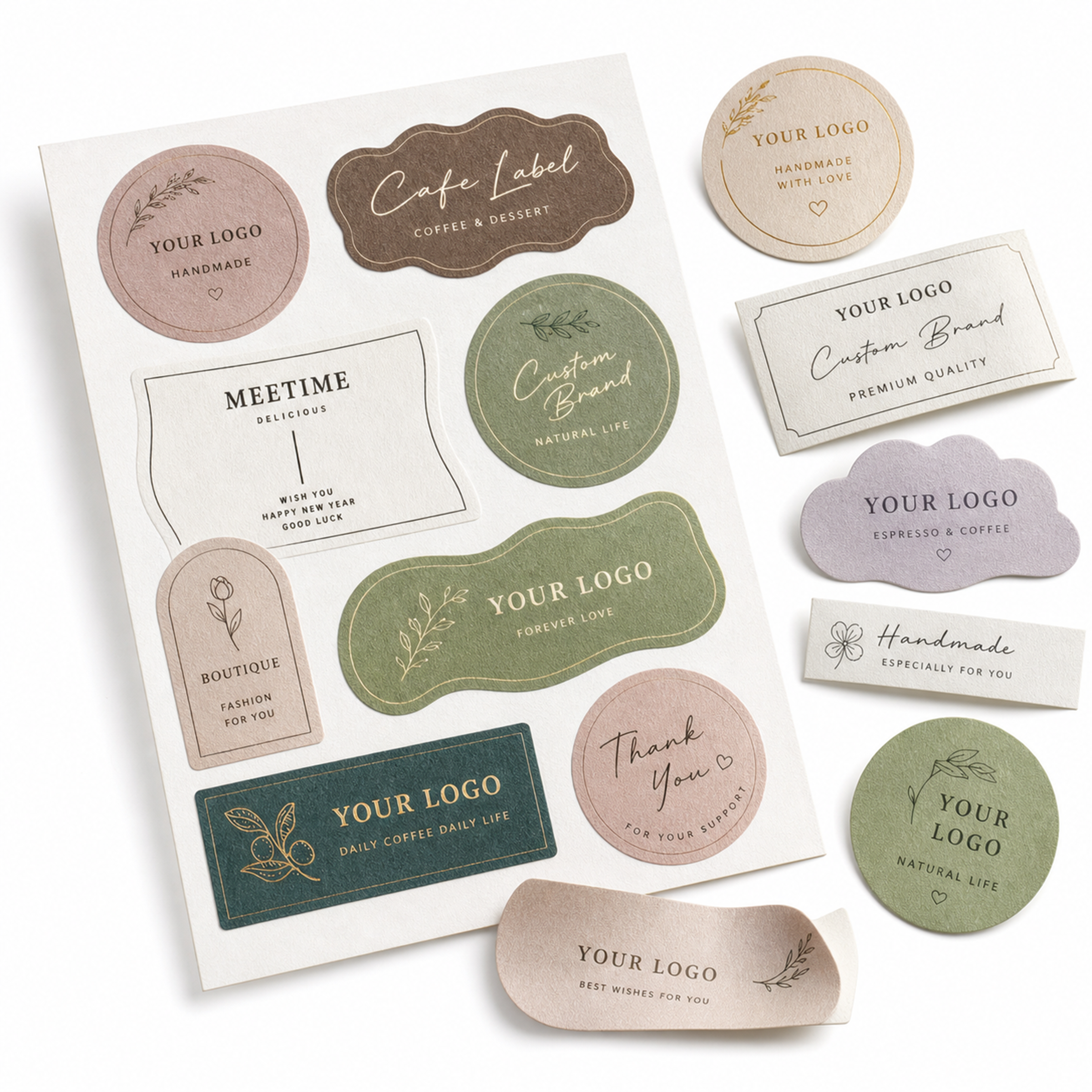 120Gsm Textured Paper Strong Adhesive Die-Cut Brand Label Sticker