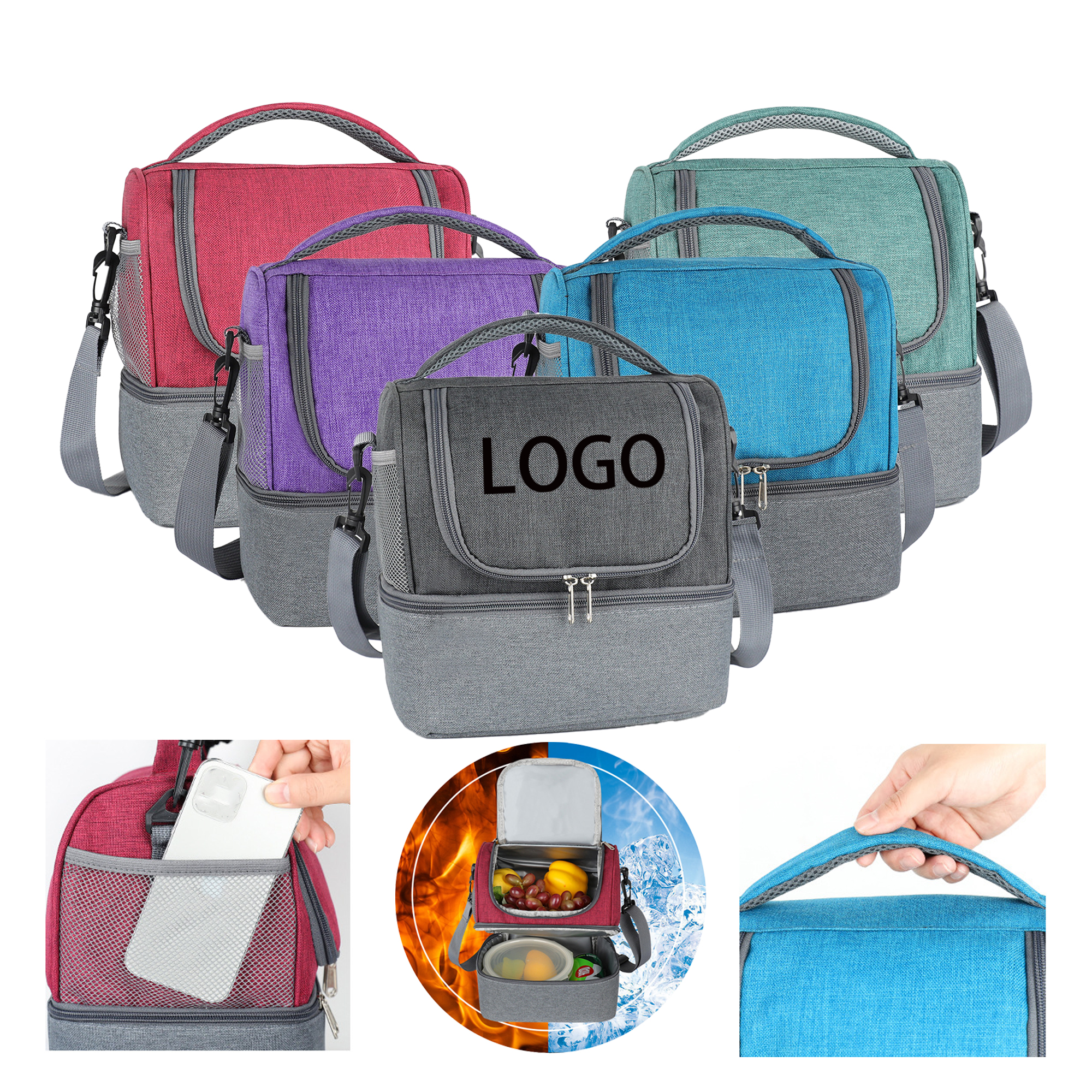 9L Insulated Lunch Bag for Men Women Double Deck