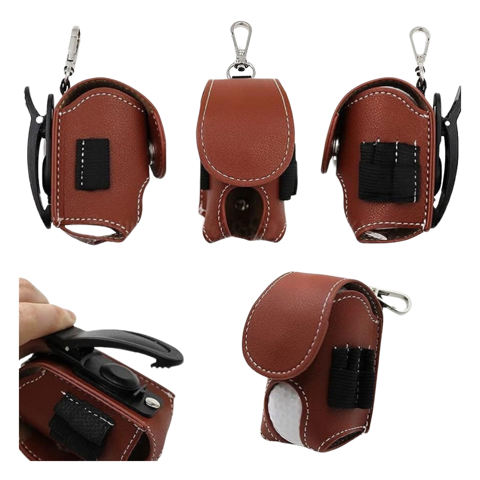 Compact Golf Ball Set Bag Made of PU Leather Material 9