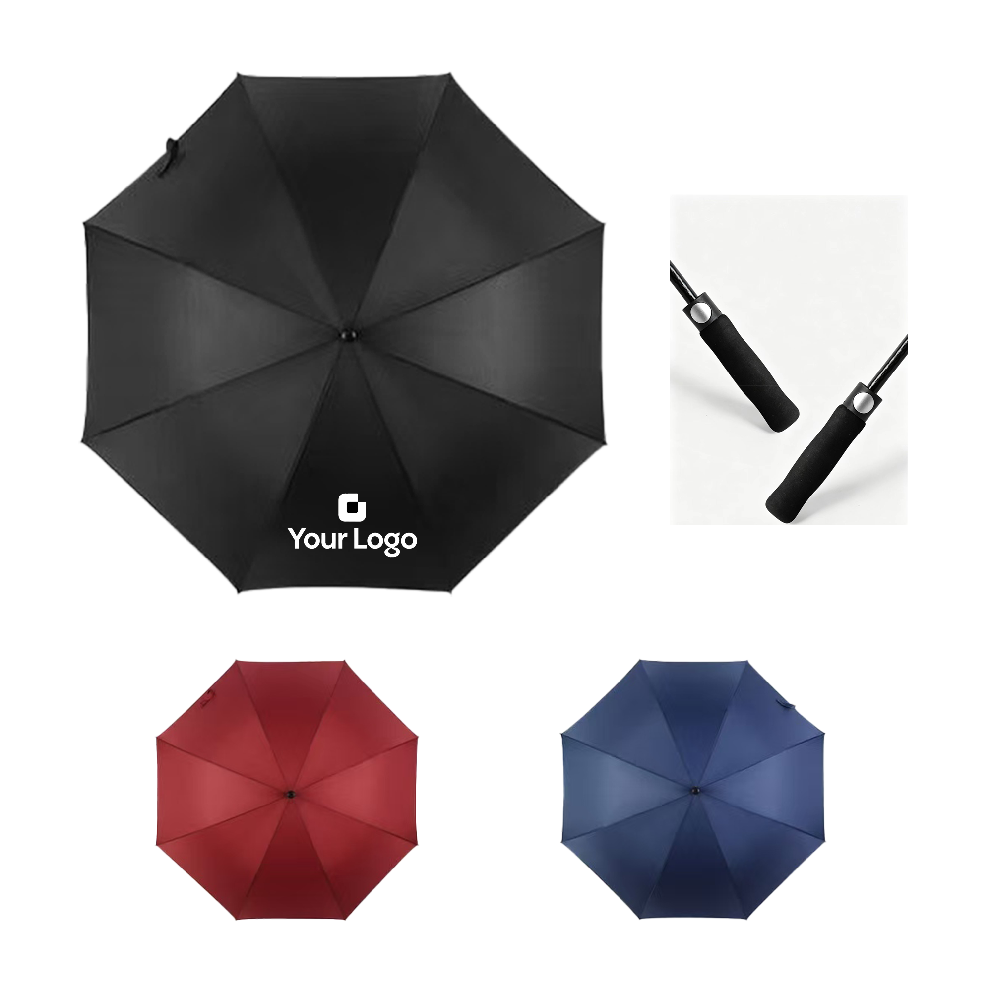 Golf Umbrella Semi-Auto Full Fiber Stick Logo Custom