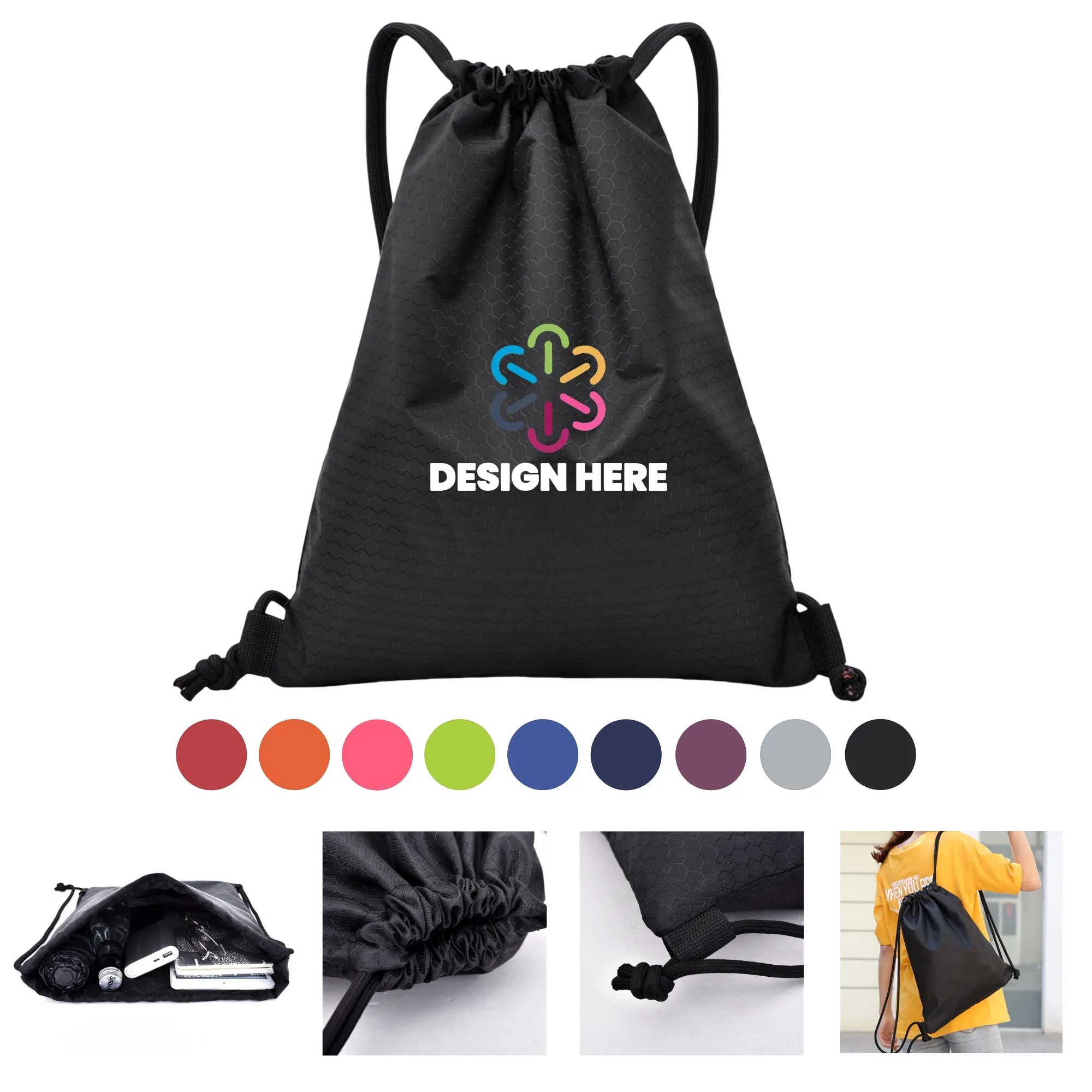 19.7"x16.5" Premium Durable Sports Backpack Drawstring Bag 17