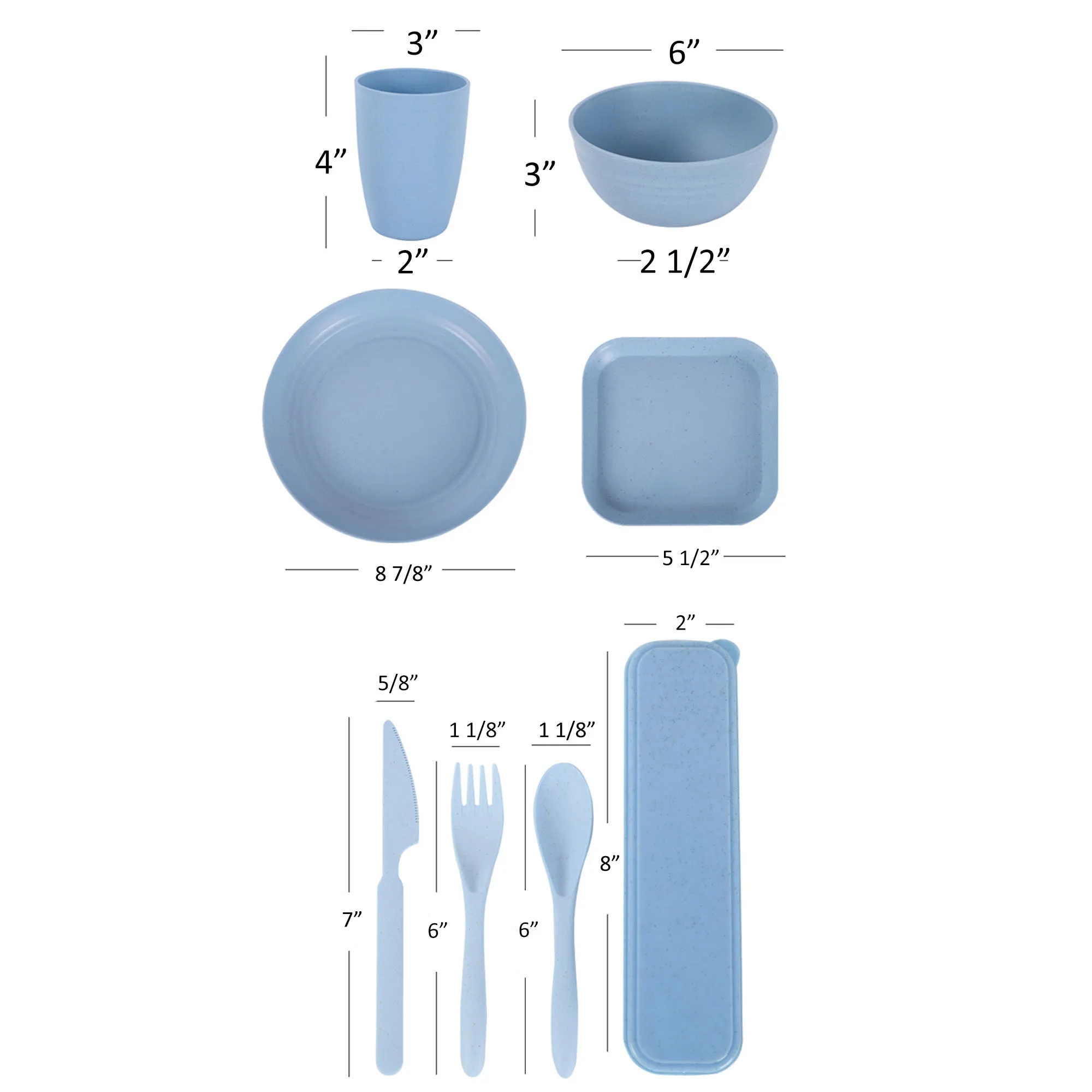 Laser Engraved Biodegradable 32 pcs Wheat Straw Dinnerware S 8