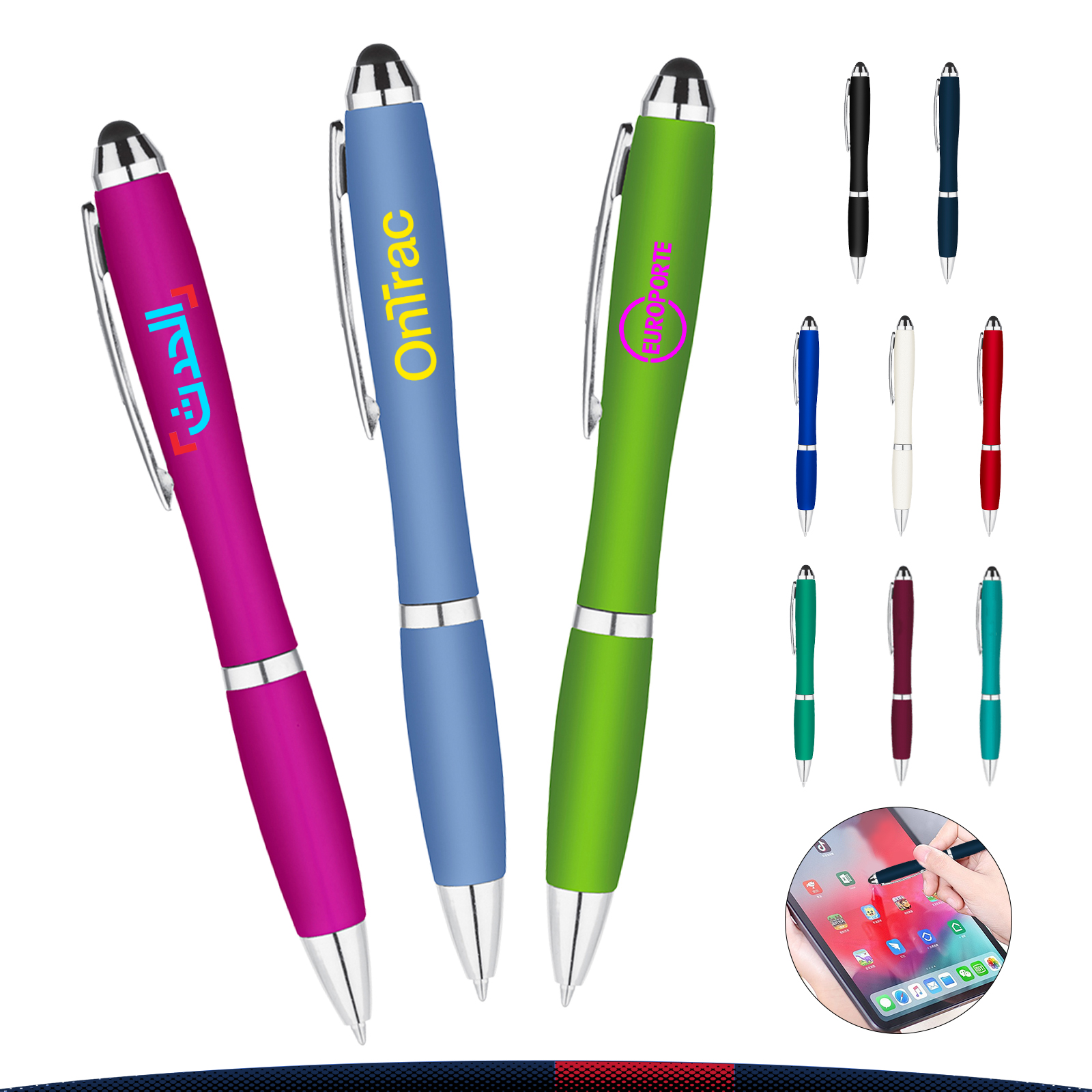 Auguste Metallic Curvaceous Ballpoint Stylus Pen