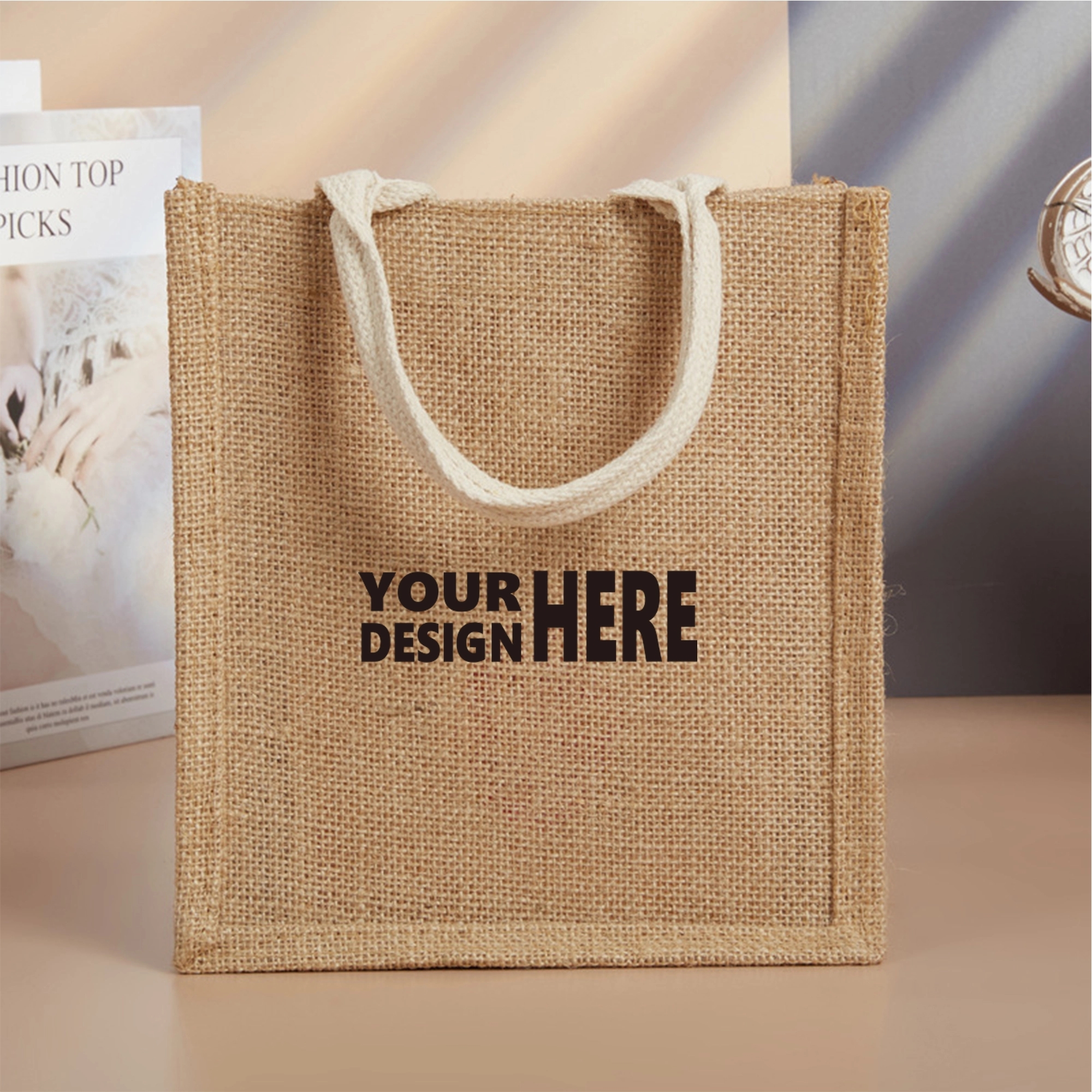 Blank Small Jute Reusable Grocery Bag MOQ50pcs