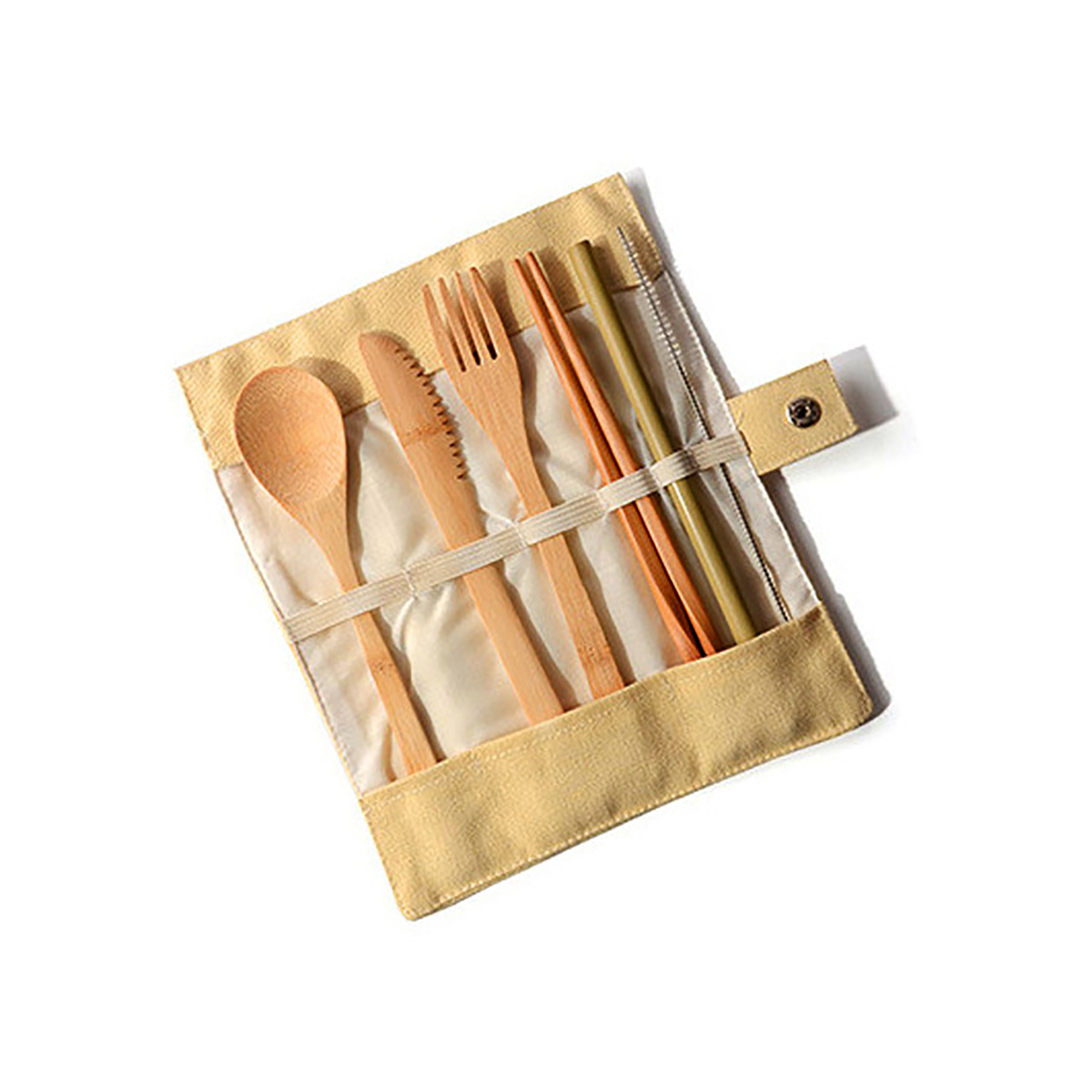 Bamboo Travel Utensil Set with Pouch 11