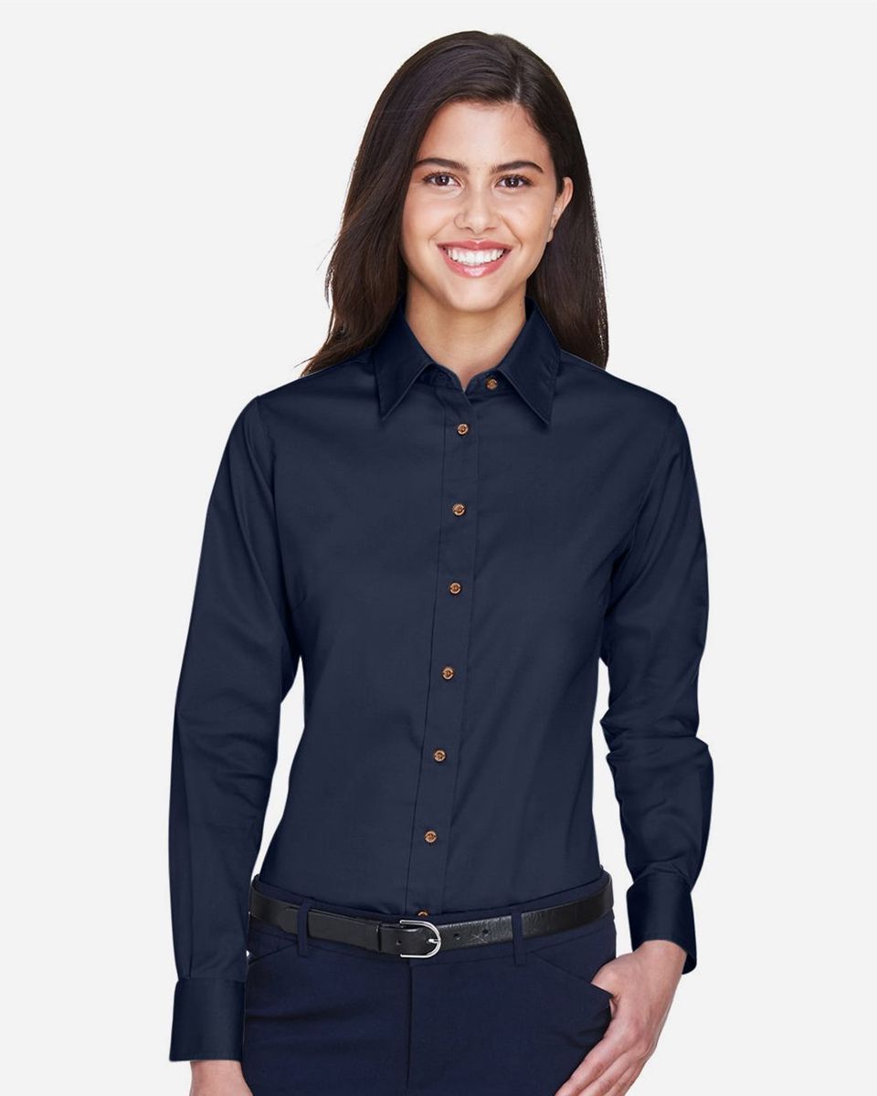 Women's Easy Blend Long Sleeve Twill Dress Shirt with Stain-Release - M500W  - M500W | Branding Ideas Custom Promotional Products Swag & Merch - New  York NYC