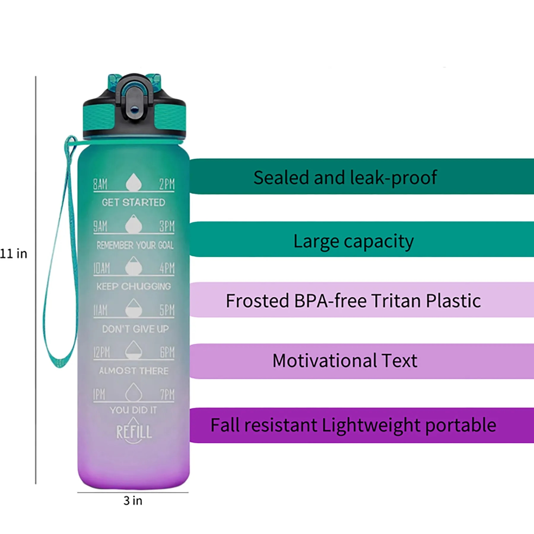 Sports Water Bottle with Time Marker 25