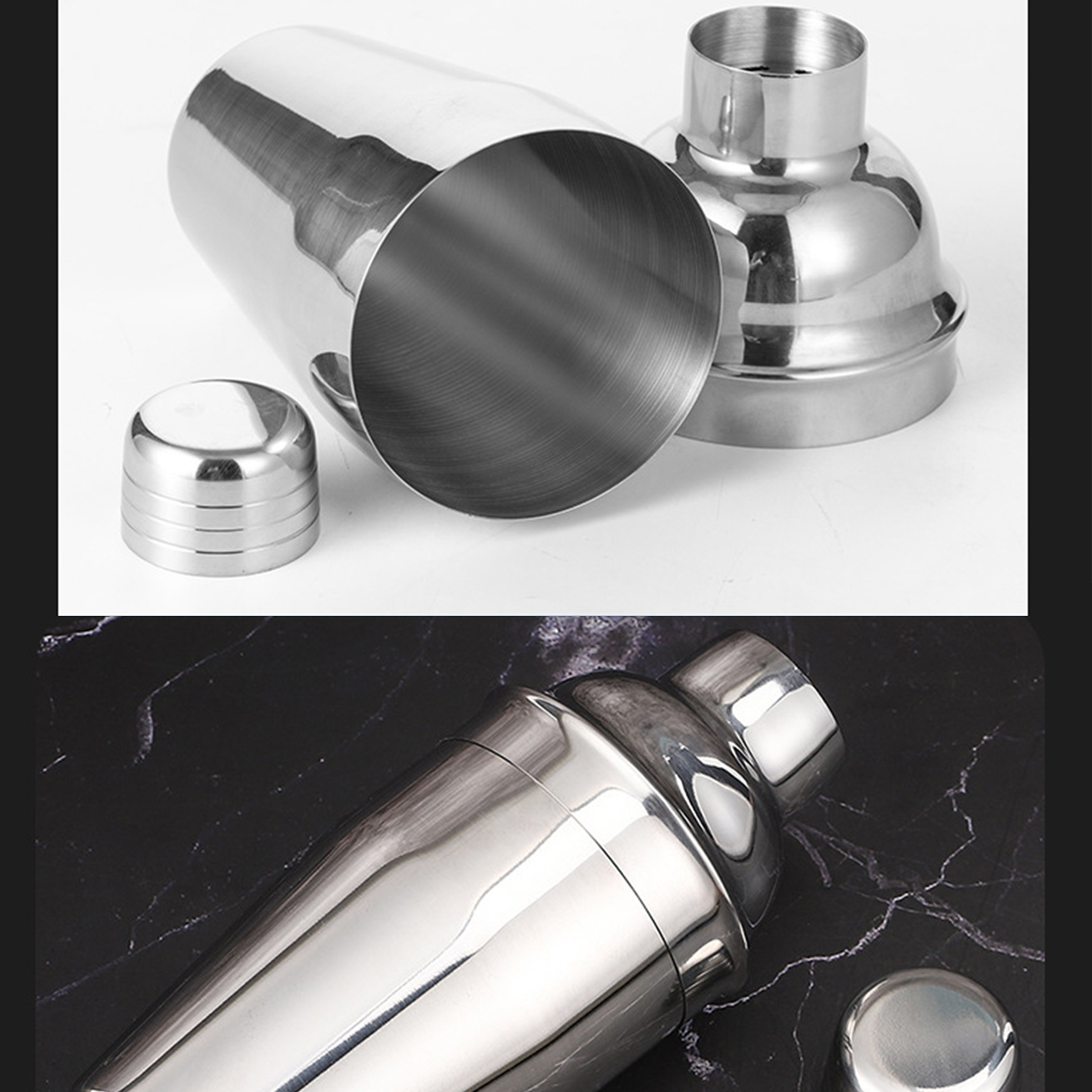 Silver Premium Cocktail Shaker Set ?C Essential Bar Tools For Home Mixologists 7