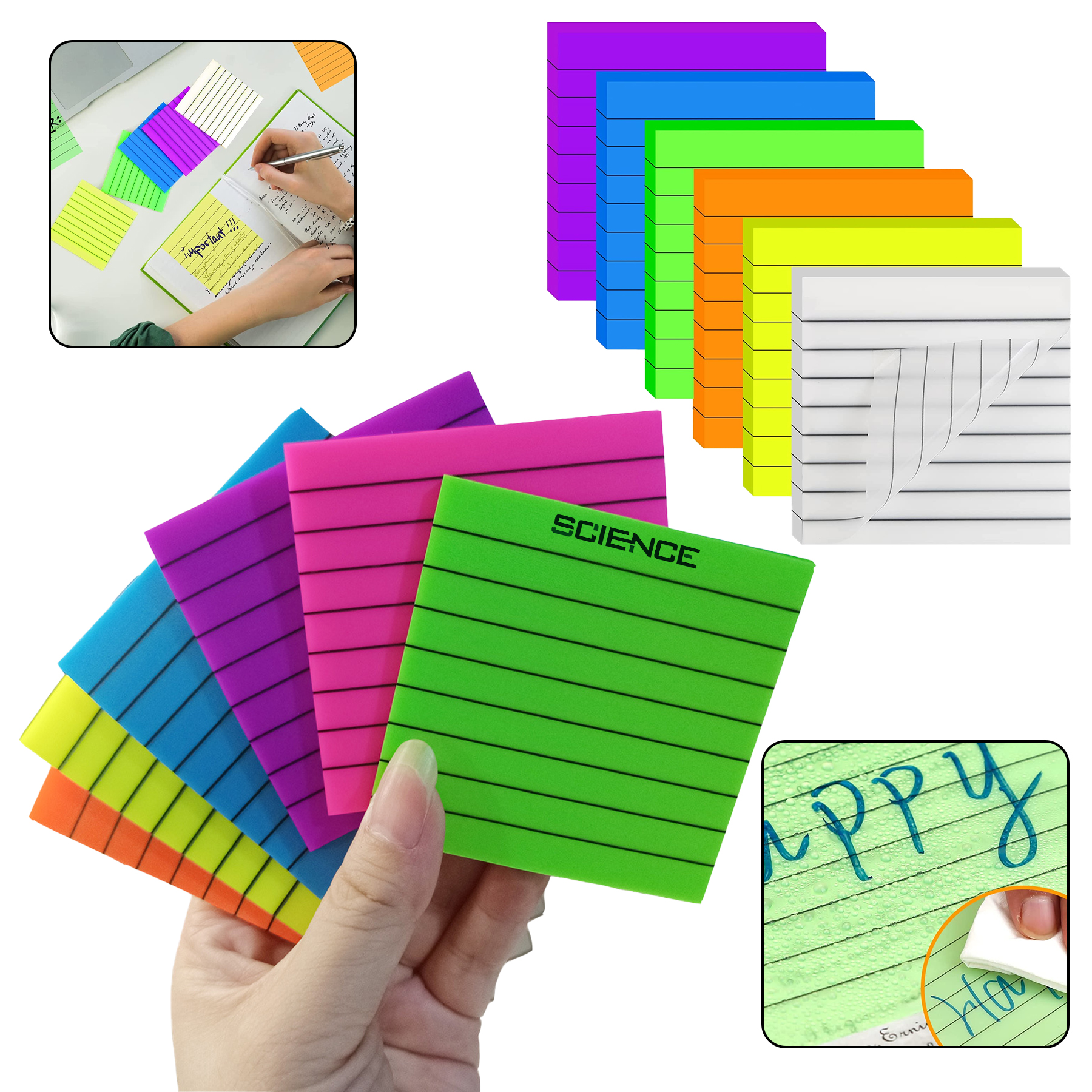 300 Sheets Lined Transparent Sticky Notes 5
