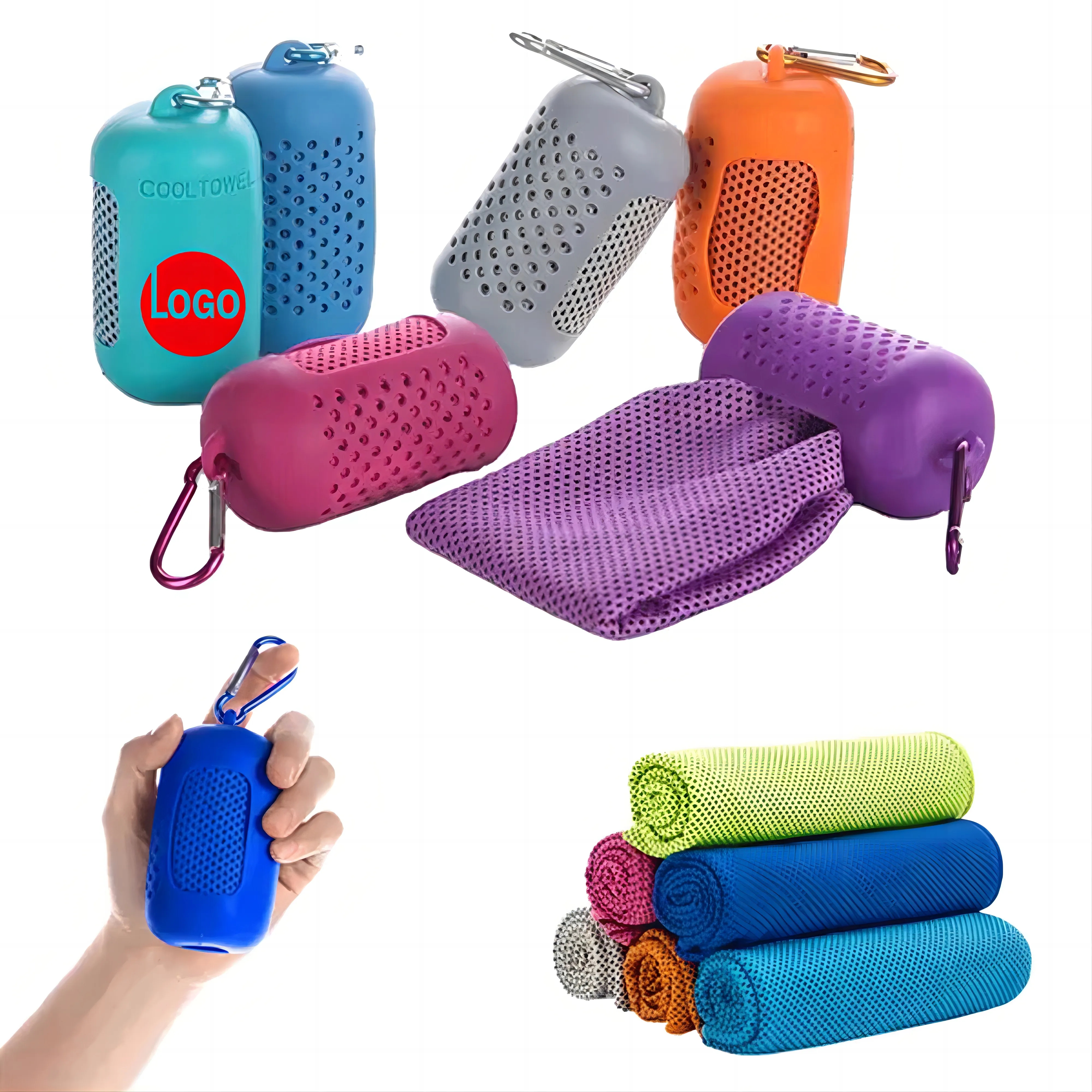 Quick Drying Ice Towel w/ Hanging Silicone Case 10