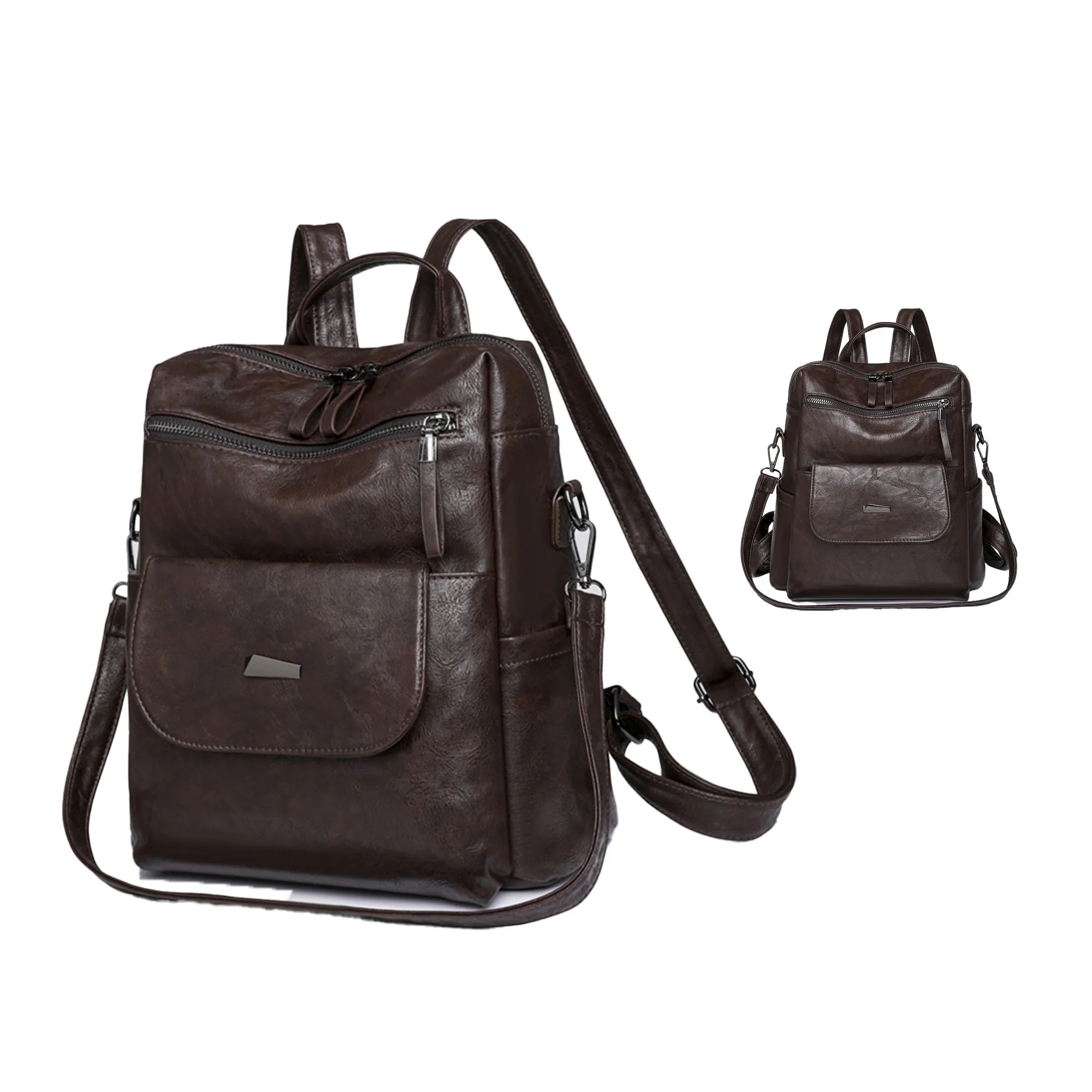 PU Leather Convertible Backpack 17