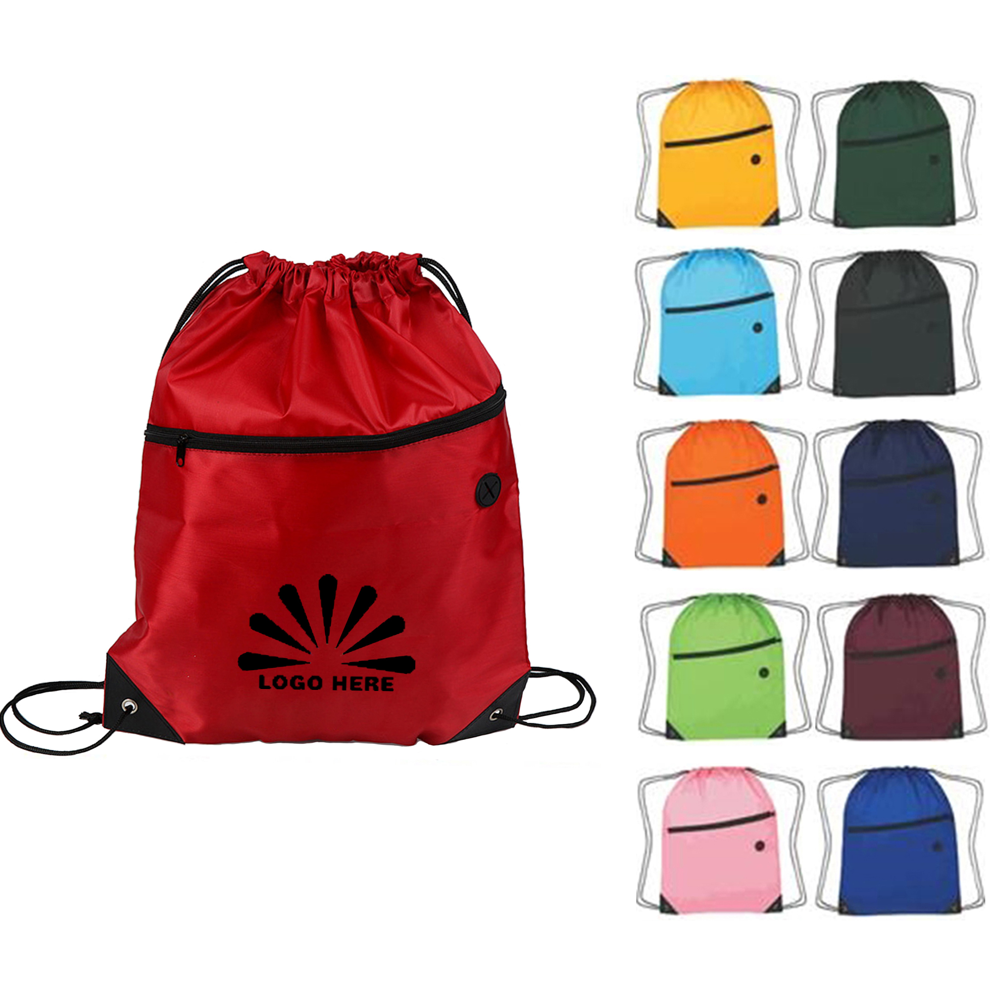 Drawstring backpack With Front Zipper 3