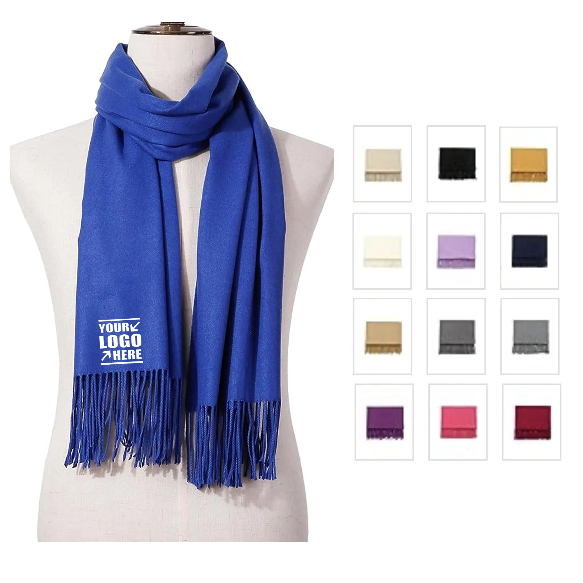 Cashmere Pashmina Woven Scarf With Fringes 4