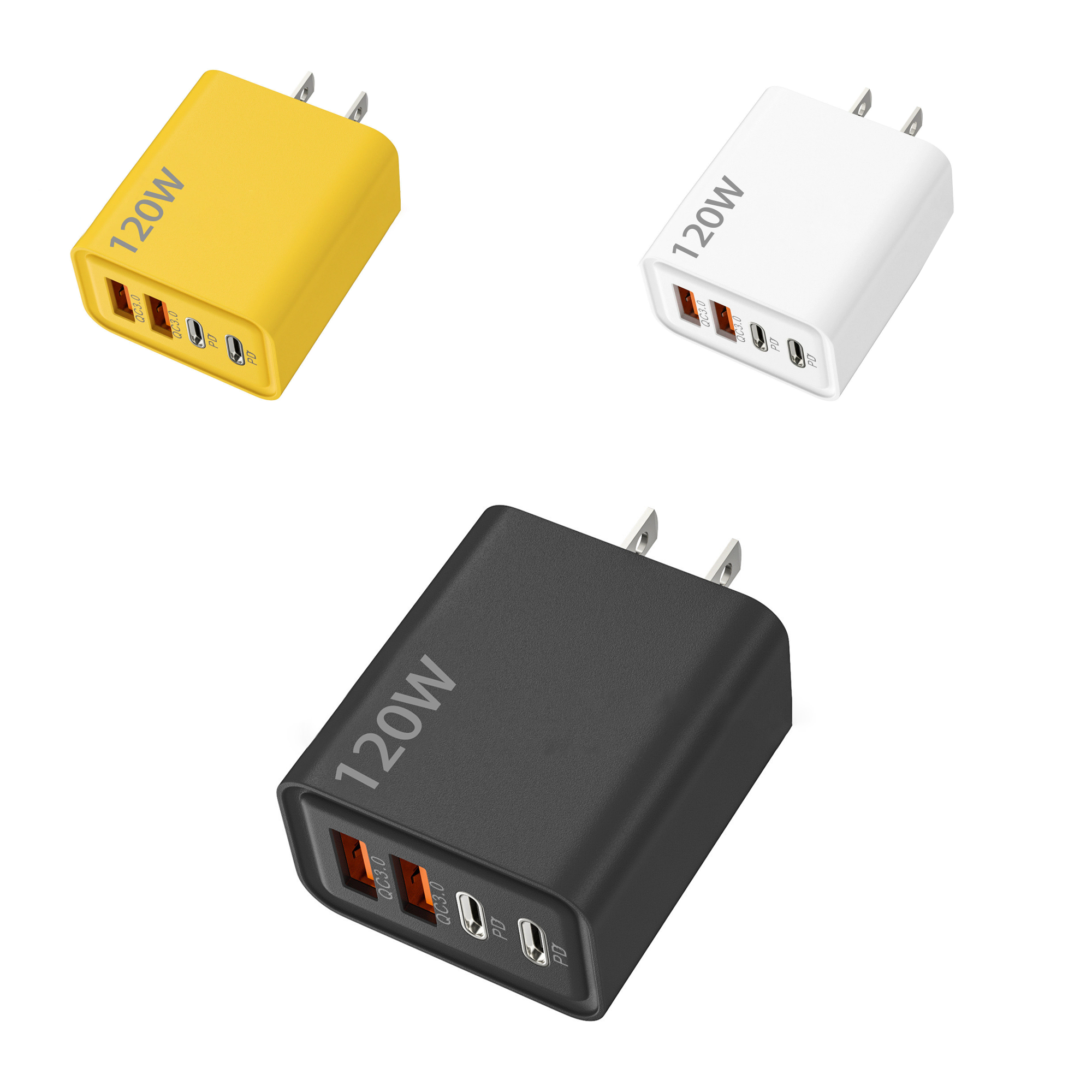 Fast Charging 120W 4-Port Block Dual USB-C And USB-A dapter 3