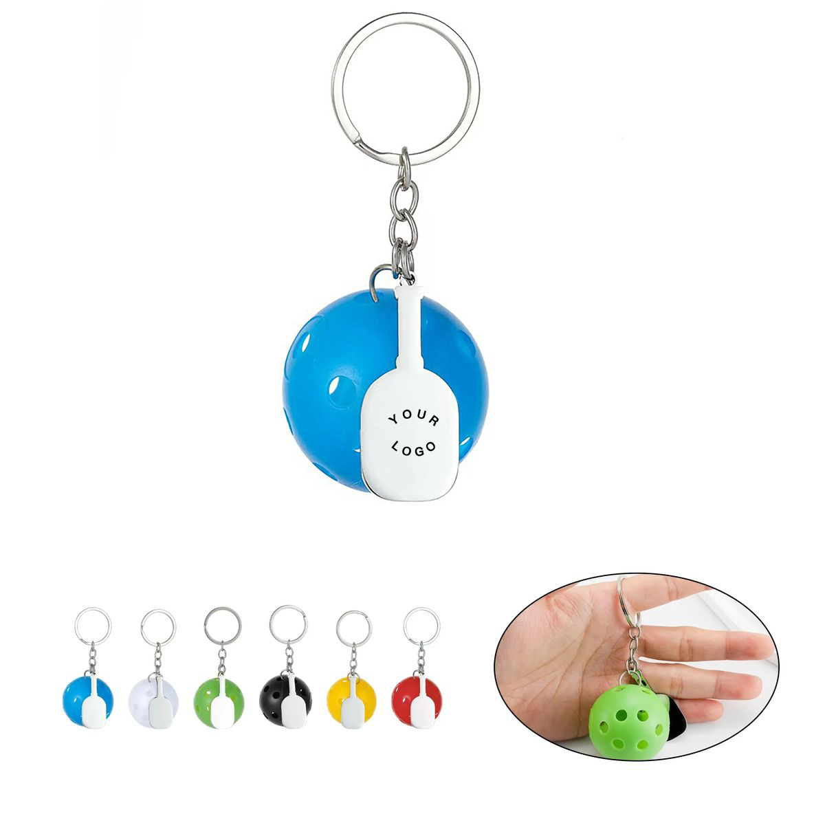 Stainless Steel Mini Pickleball Keychain Gift