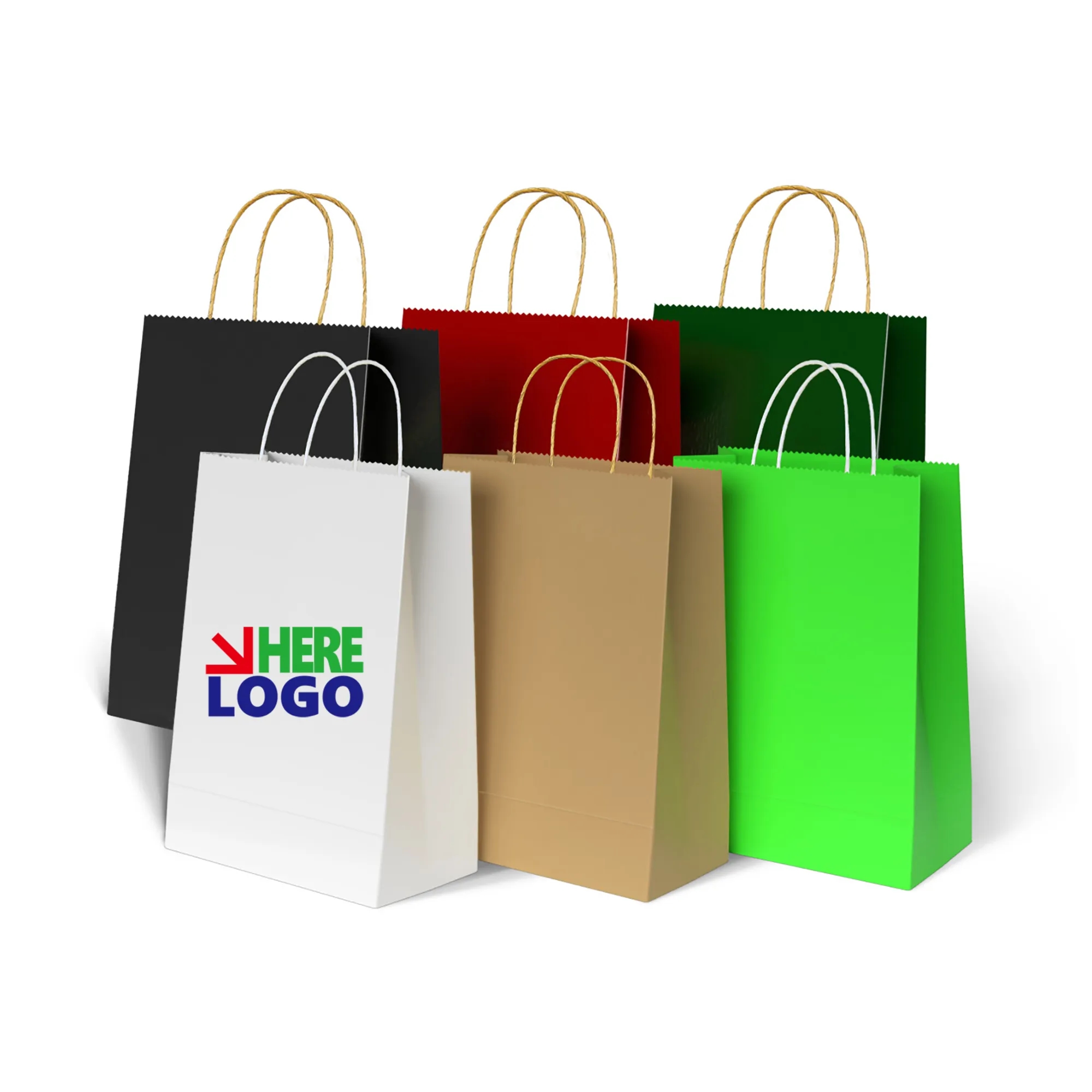 Full Color Printing Kraft Bags With Handles 6