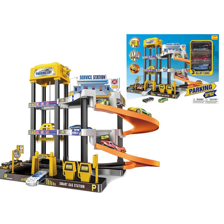 Parking Skyway Service Gas Station with Cars Playset 3