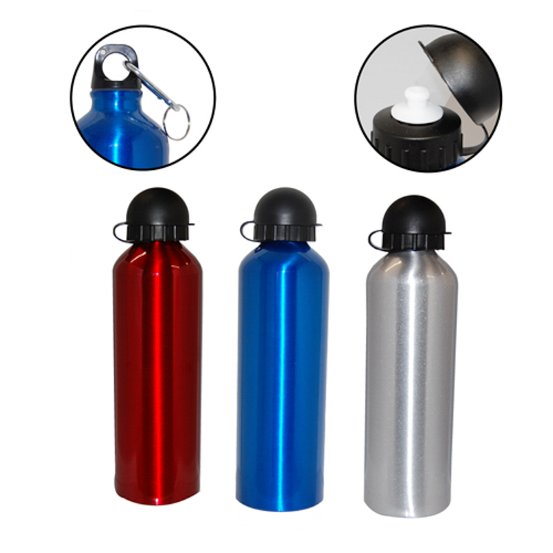 Aluminum Water Bottle with Lid secured with carabiner, custom water bottle with logo imprint 9