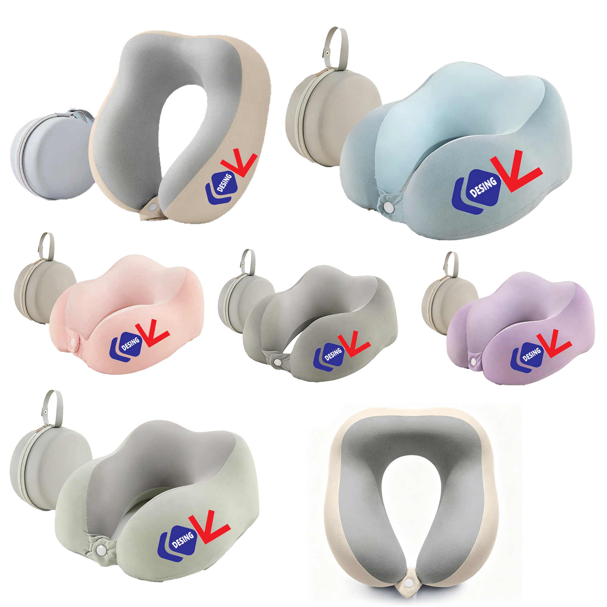 Memory Foam U Neck Pillow With Portable Storage Case 2
