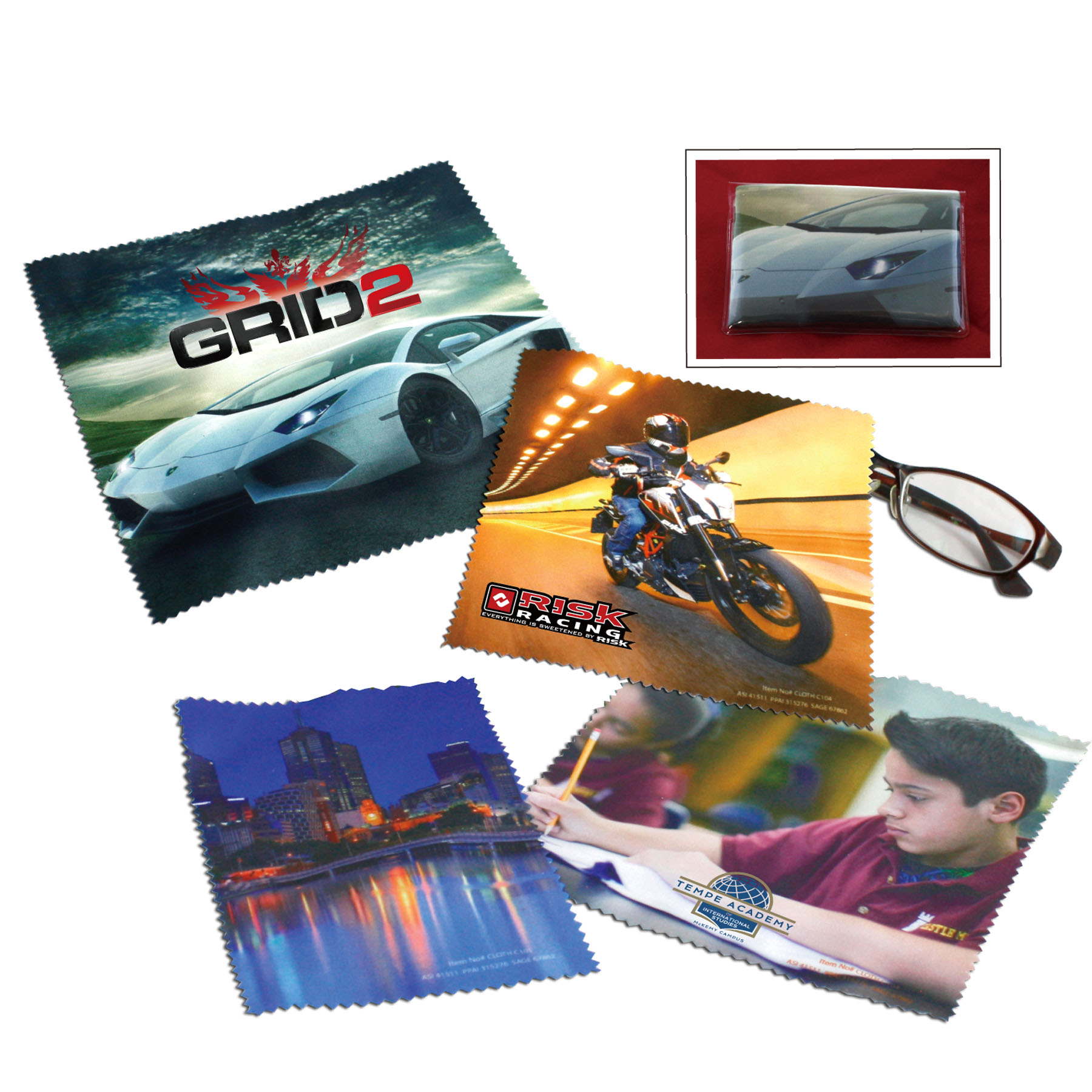 Free Shipping Full Color Cleaning Cloth- 8" x 8" 6