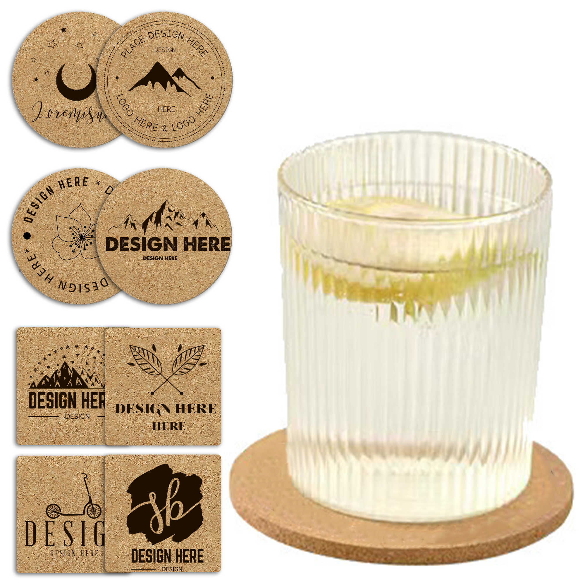 Custom Design Cork Coasters in Square and Round Shapes 6