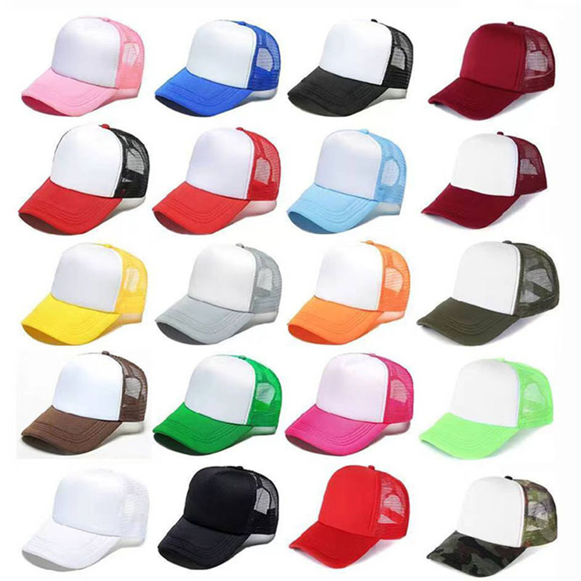 Classic Flat Bill Mesh Trucker Hats w/ Snap Closure Caps 3