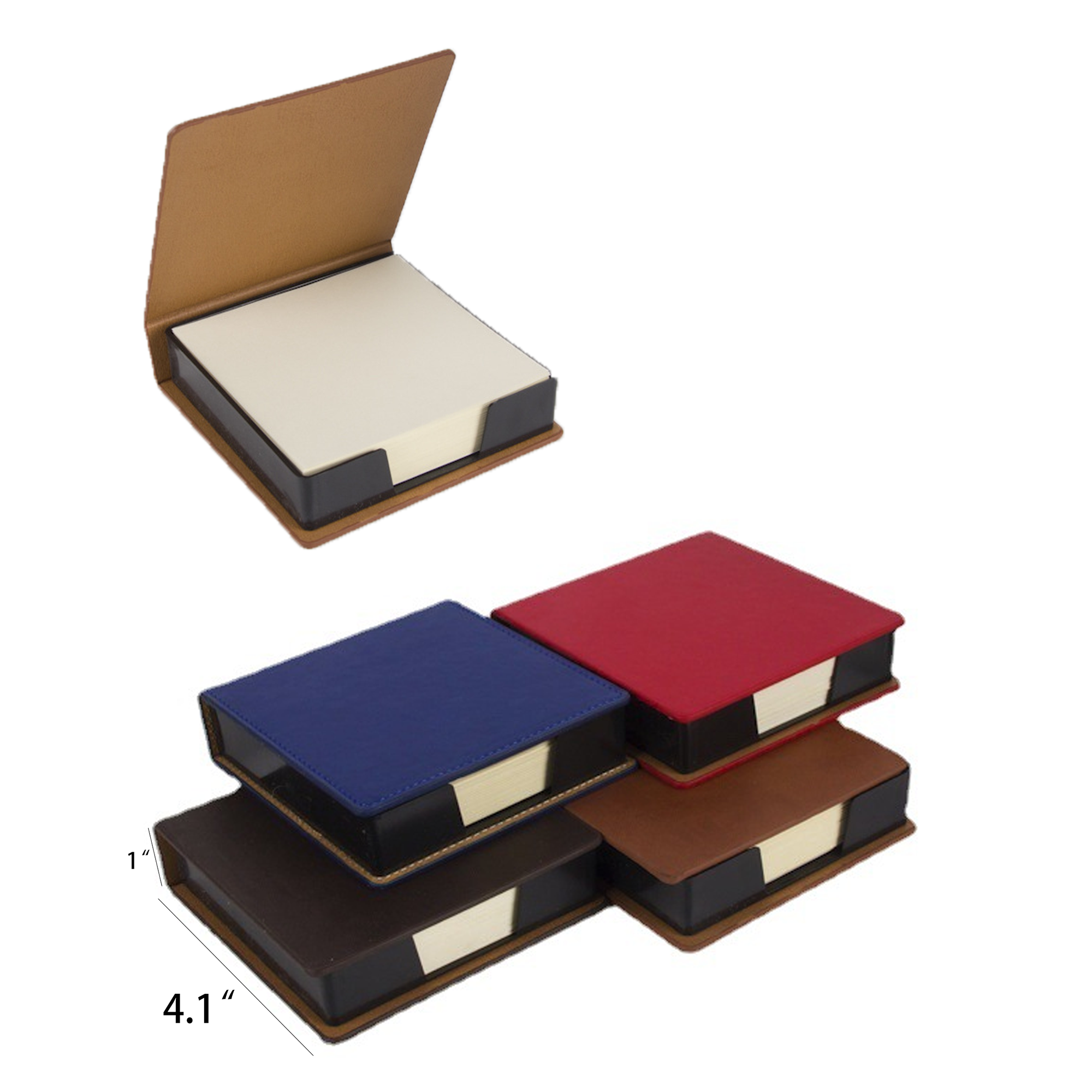 Leatherette Flip-Top Box With Sticky Note Paper 3