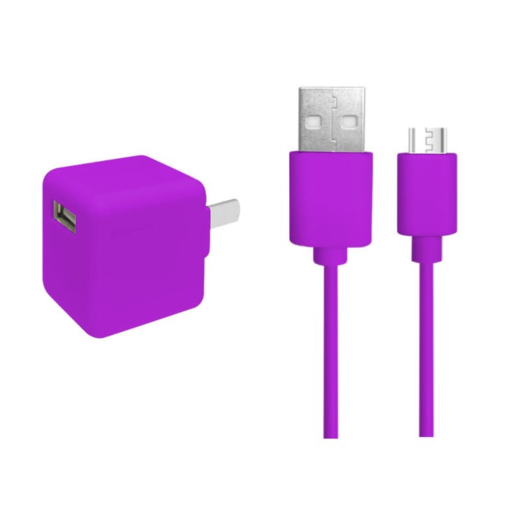 2-in-1 Micro USB & AC Adaptor Set - Purple 4' 3