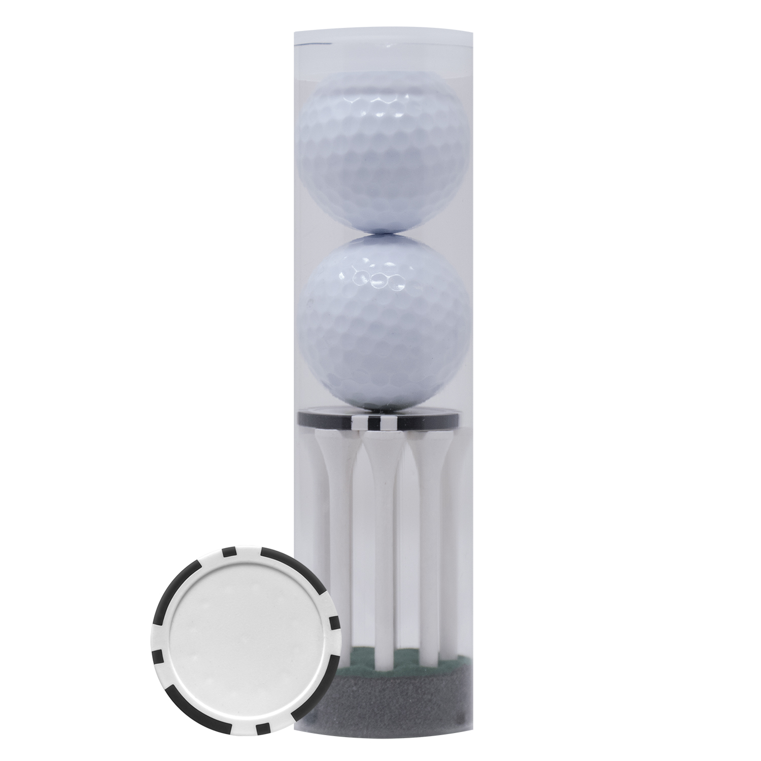 2-Ball & 8-Tee Tube w/Poker Chip 8