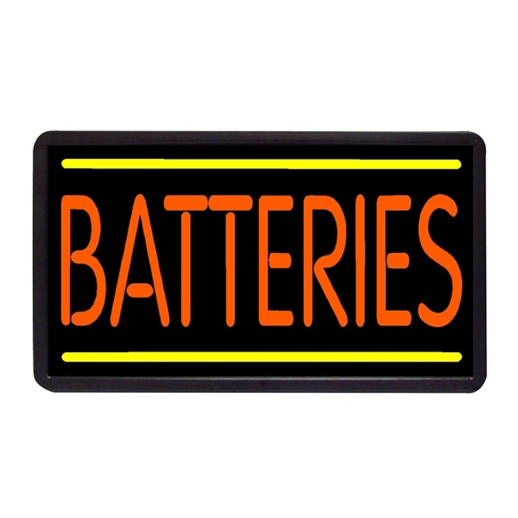 Batteries 13" x 24" Simulated Neon Sign 14_NeonSign Logo Custom