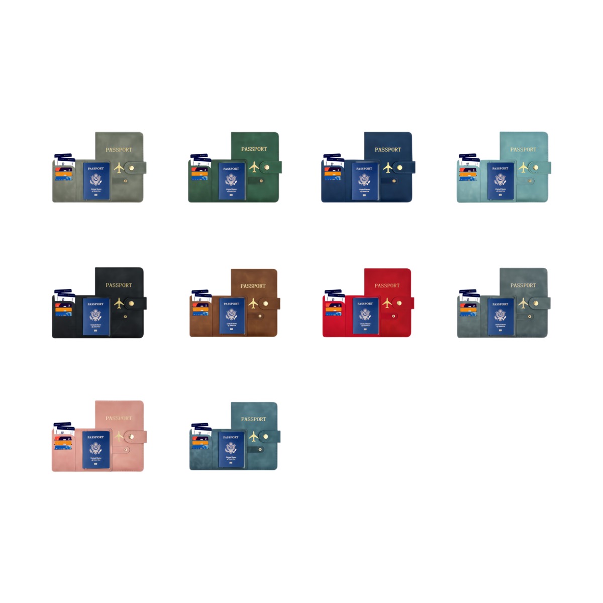 Simple Multifunctional PU Leather Passport Holder 4