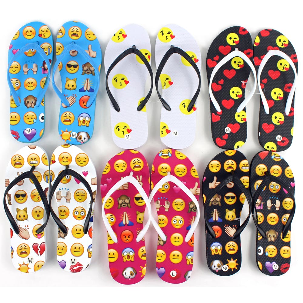 Women's Flip Flops - Emoji Print Sizes 5-11 3