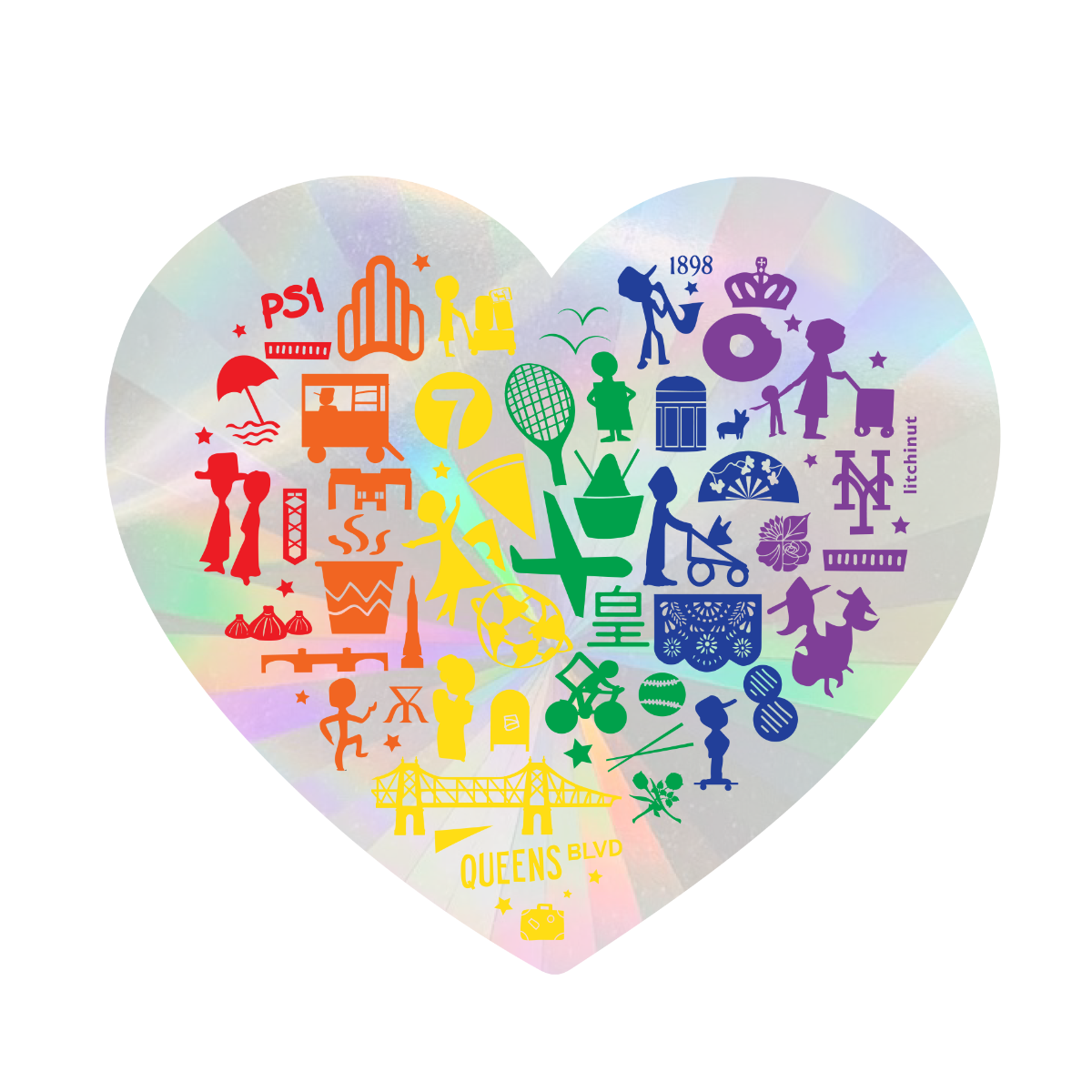 Die Cut Heart Shape Sticker - Queens Heart - Rainbow Maker Suncatcher Sticker
