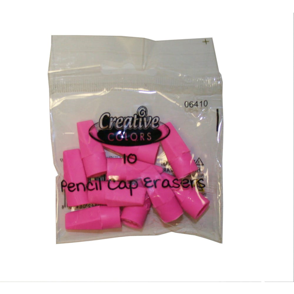 Pencil Cap Erasers - Pink 10 Count 3