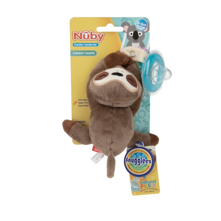 Nuby™ Plush Pacifinder - Sloth 0-6M Natural Cherry Shape 3