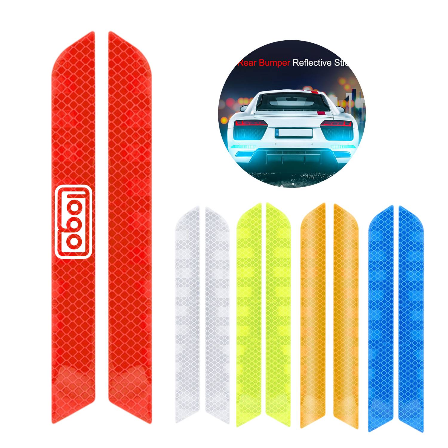 2 Pack Car Rear Bumper Reflective Decals Safety Sticker