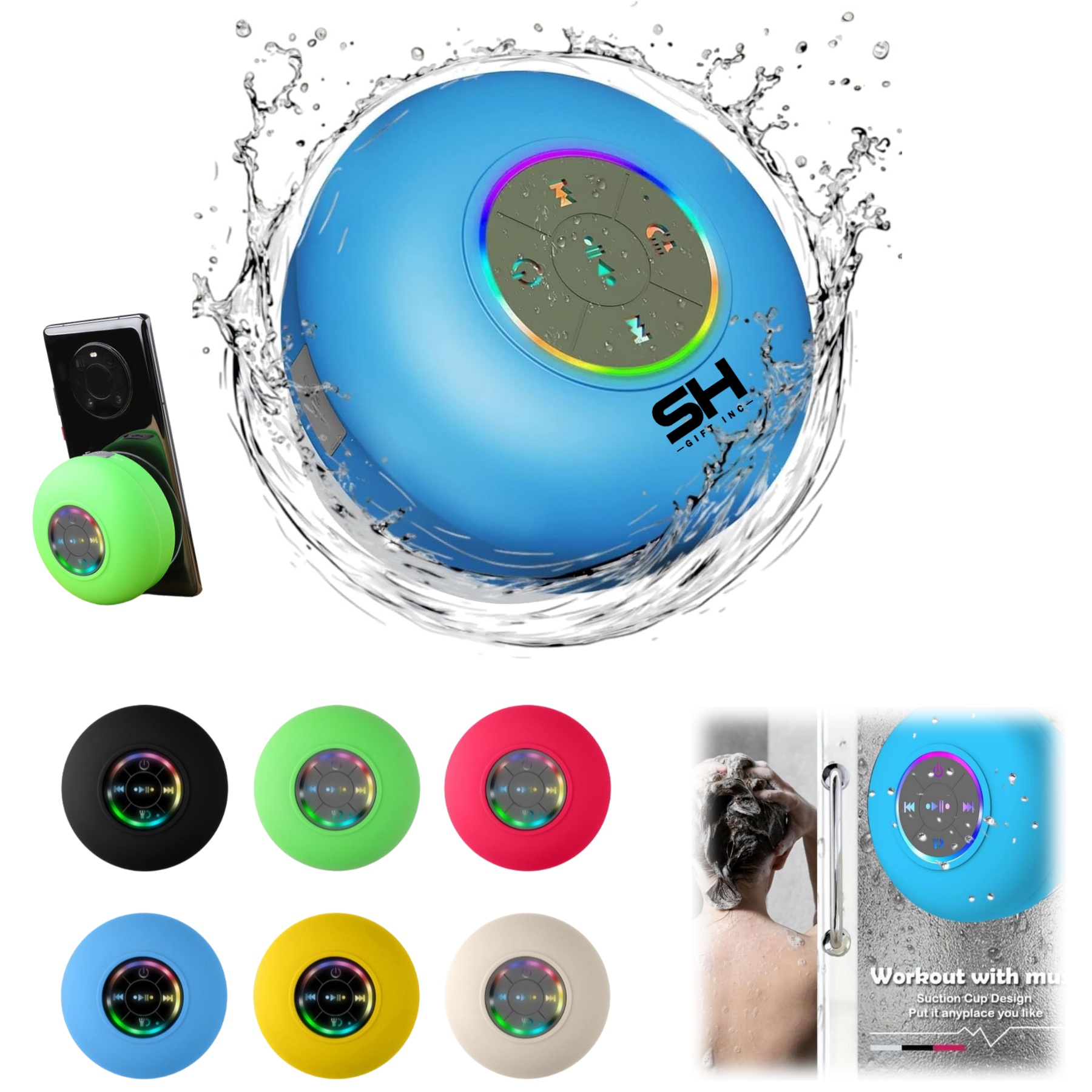 Bluetooth Shower Speaker with LED