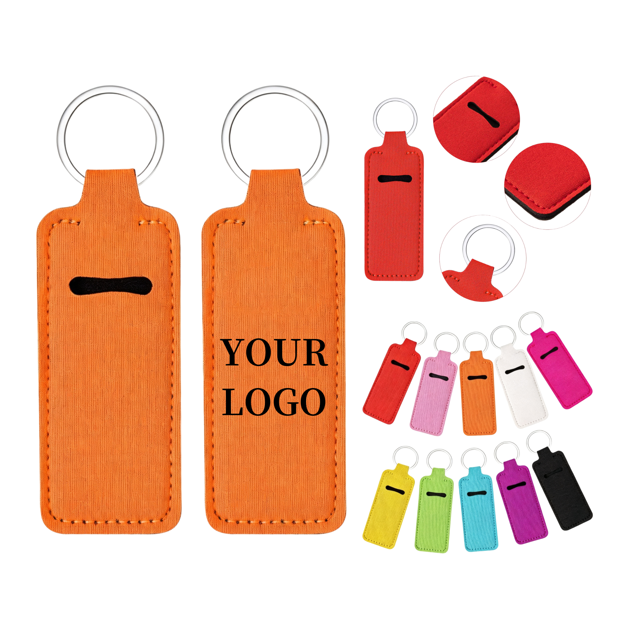 Neoprene Lipstick Sleeve with Keychain Ring 2