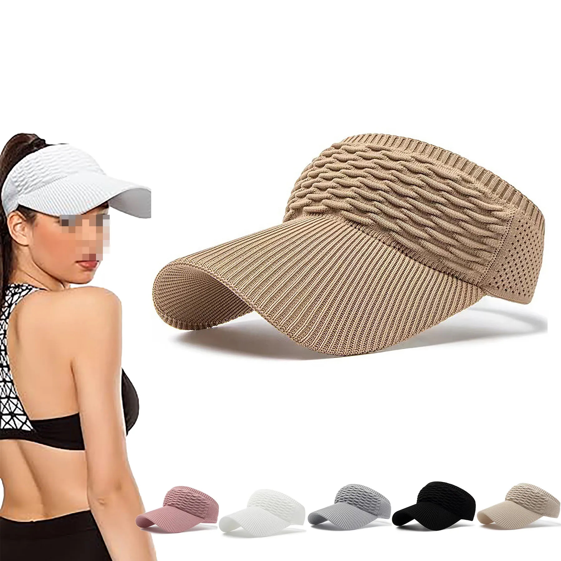 Women Knitted Elastic Visor Hat 17