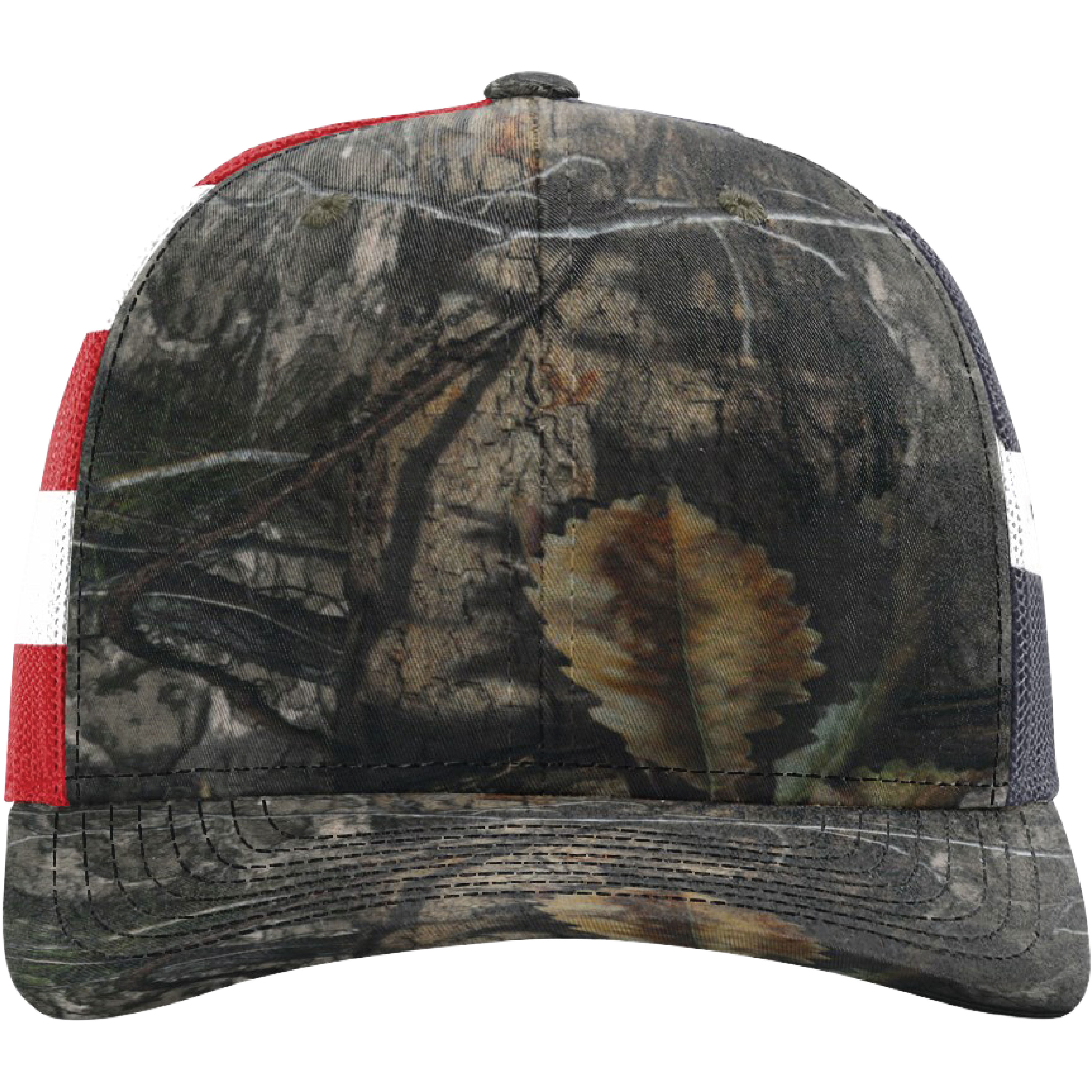 Richardson 112PM Printed Mesh Snapback Trucker Hat w/Leatherette Adhesive Patches or Embroidery 37