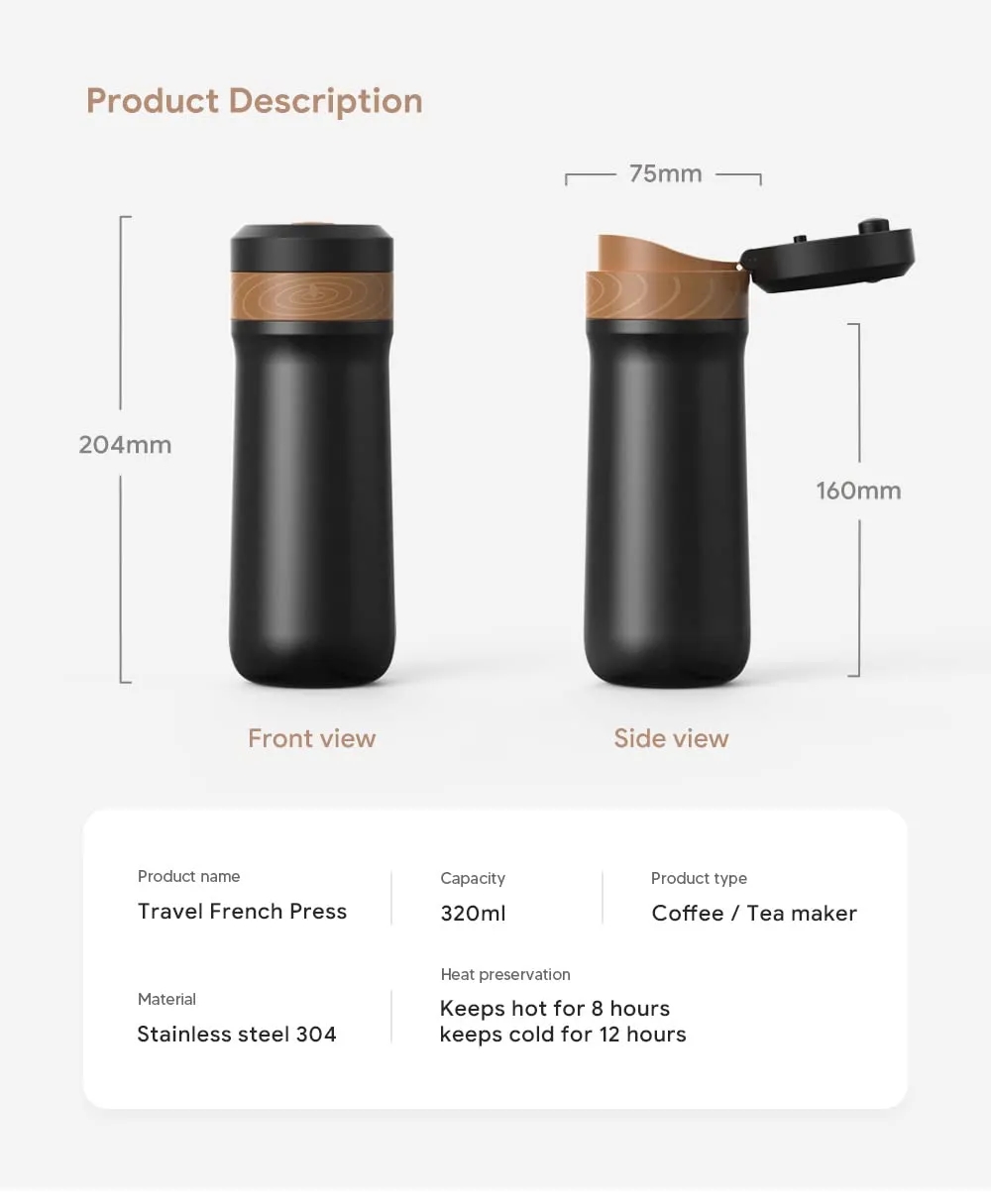 Portable French Press Coffee Maker 10