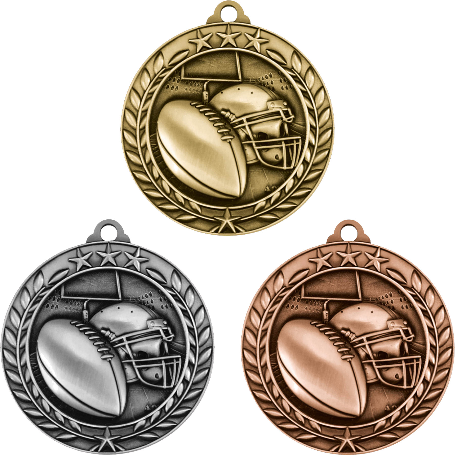 Stock Small Academic & Sports Laurel Medals: Football