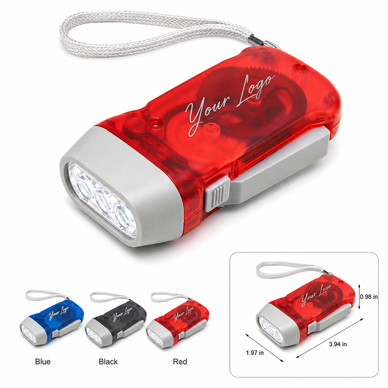 Led Hand Press Dynamo Plastic Mini Emergency Flashlight