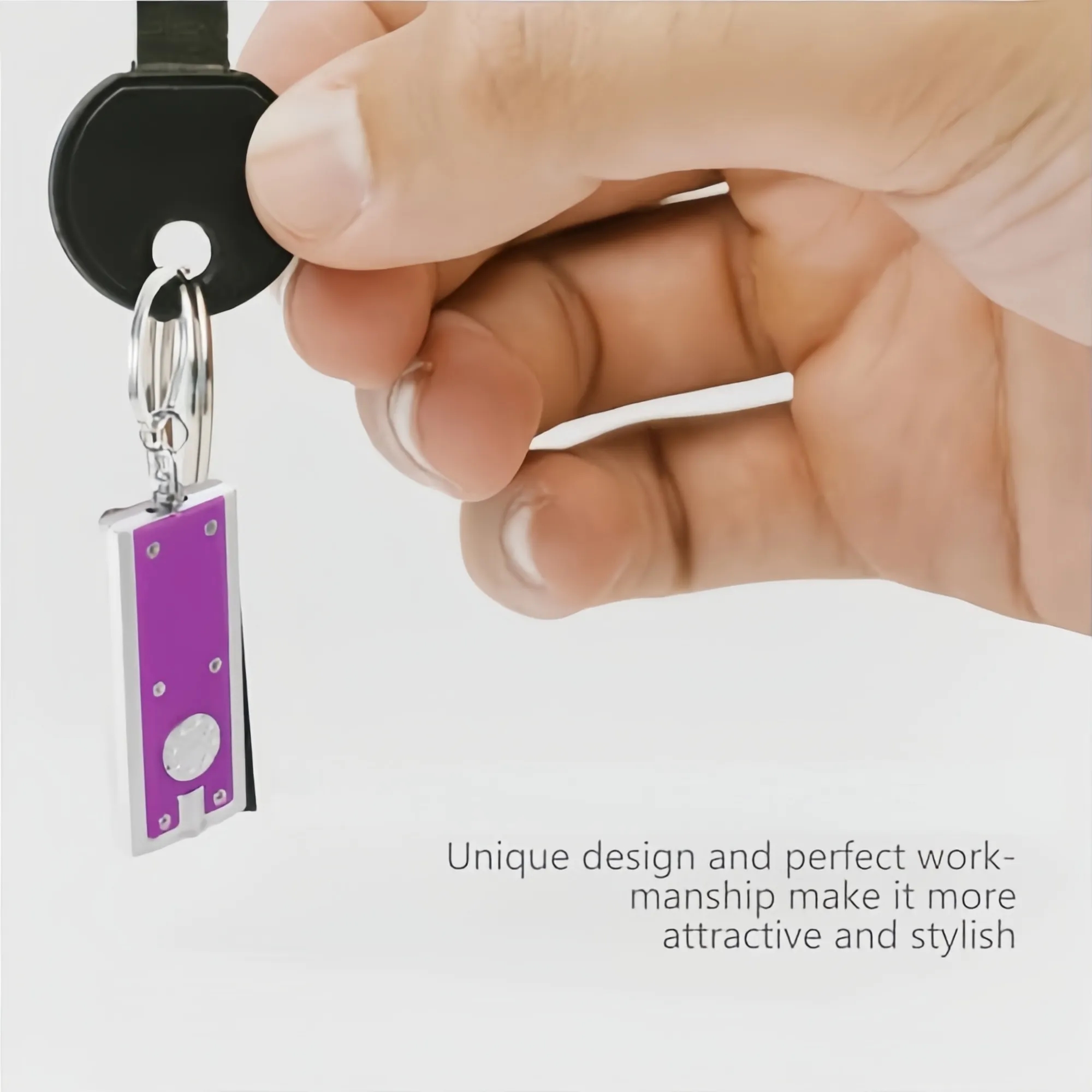 Slim rectangular flash light with swivel key chain 14