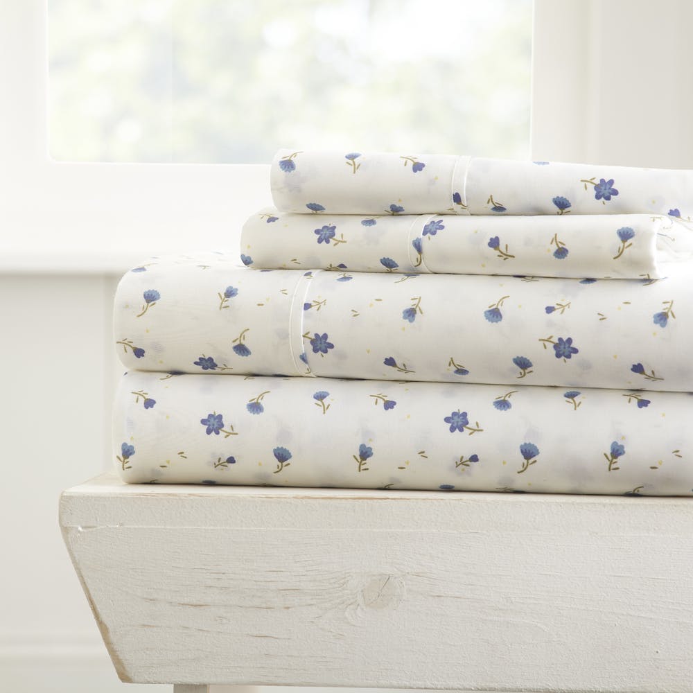 Premium Sheet Sets - Floral Blue Full 4 Piece 3
